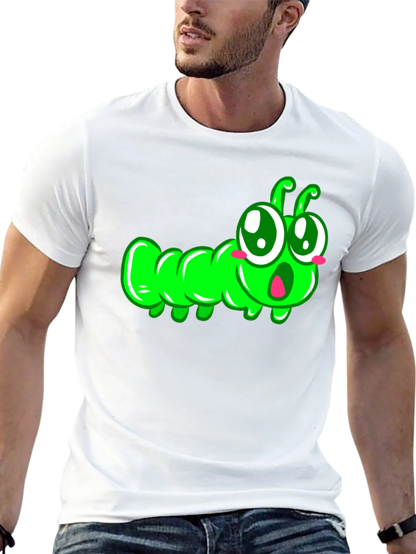 Black Cute Cartoon Caterpillar T-Shirt view 13