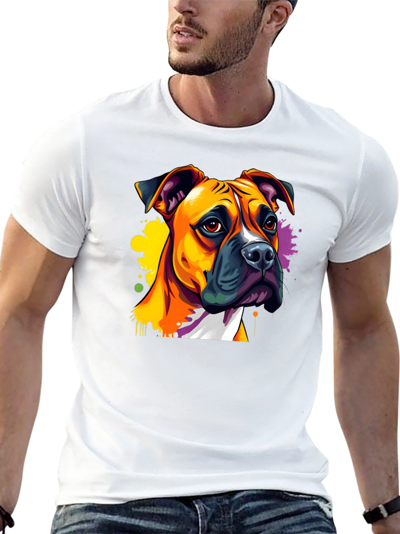 Black Dog Art T-Shirt - Boxer Breed view 13