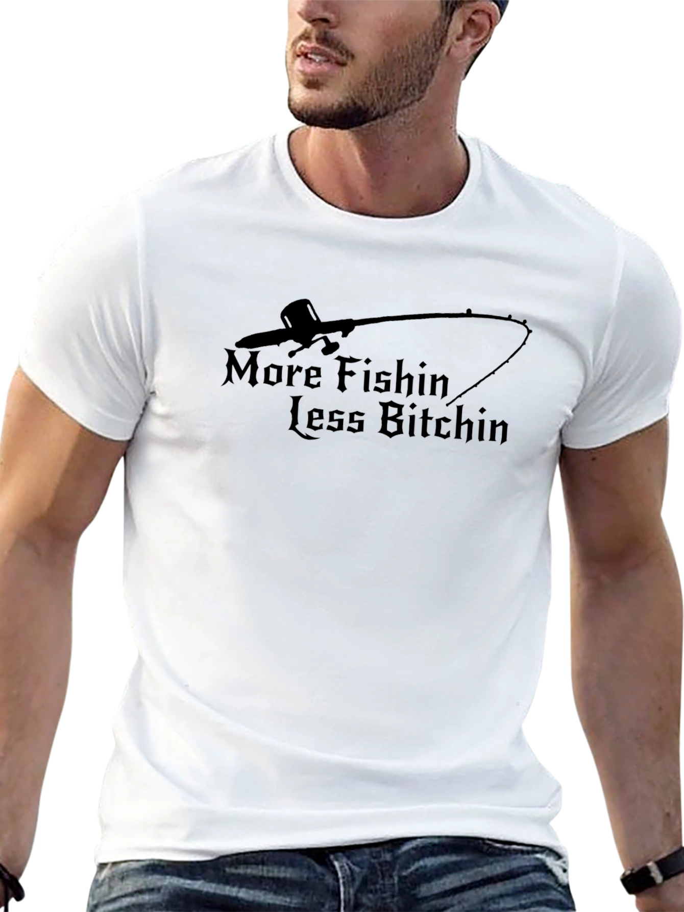 Black More Fishin' Less Bitchin' Graphic Tee view 13