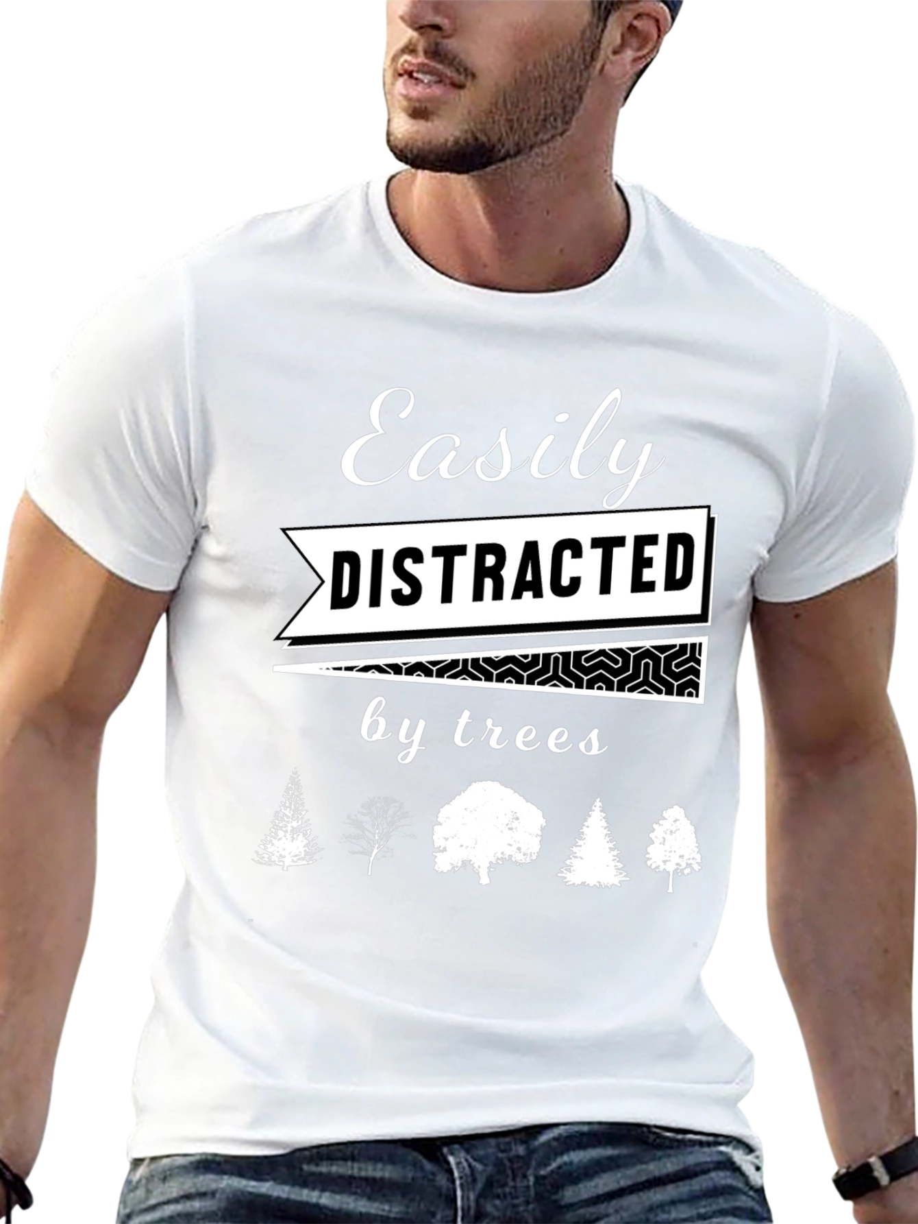 Black Easily Distracted by Trees Graphic T-Shirt view 13