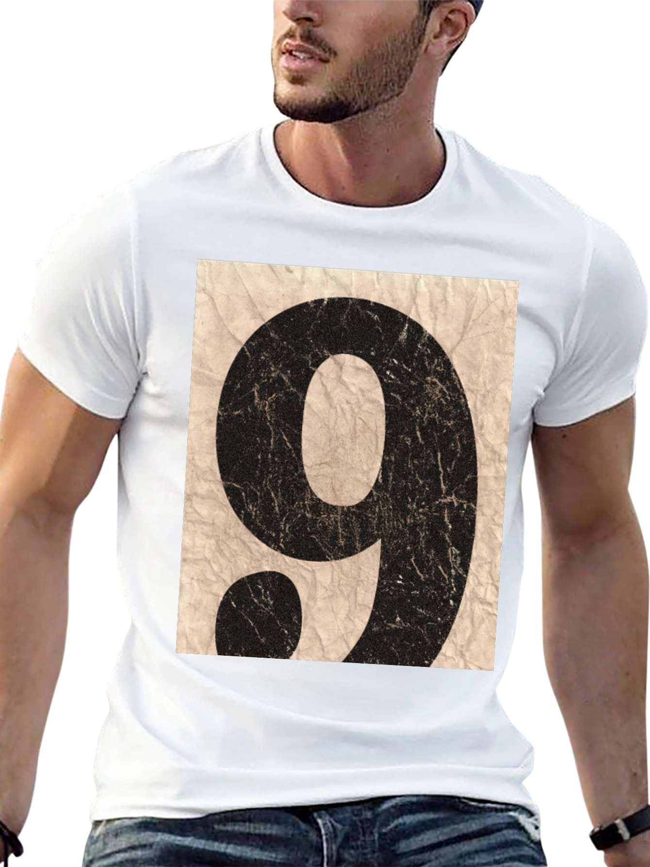 Black Vintage Number 9 Graphic T-Shirt view 13