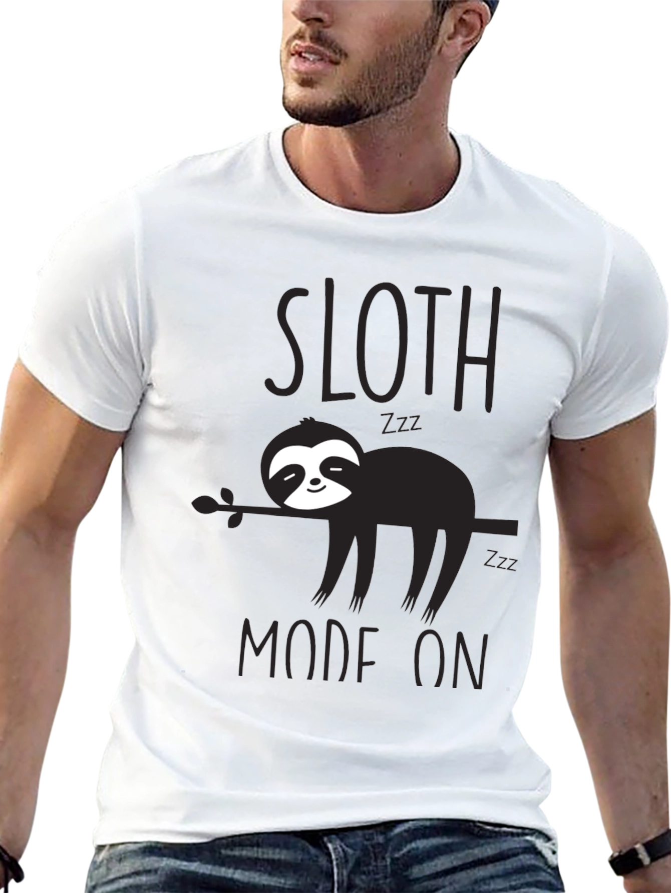 Black Sloth Mode On Black T-Shirt view 13