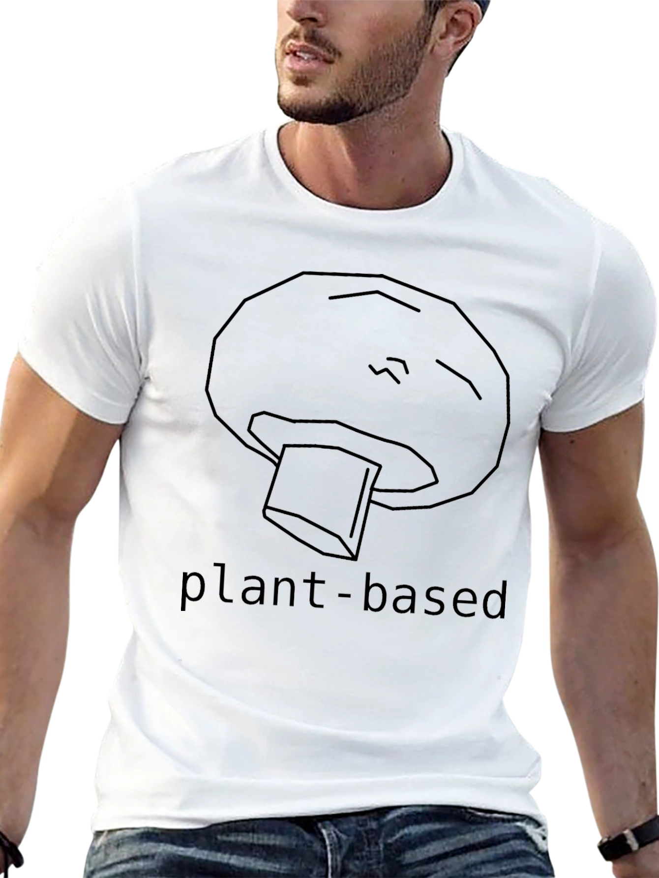 Black Plant-Based Mushroom Graphic Tee - Unisex Black T-Shirt view 13