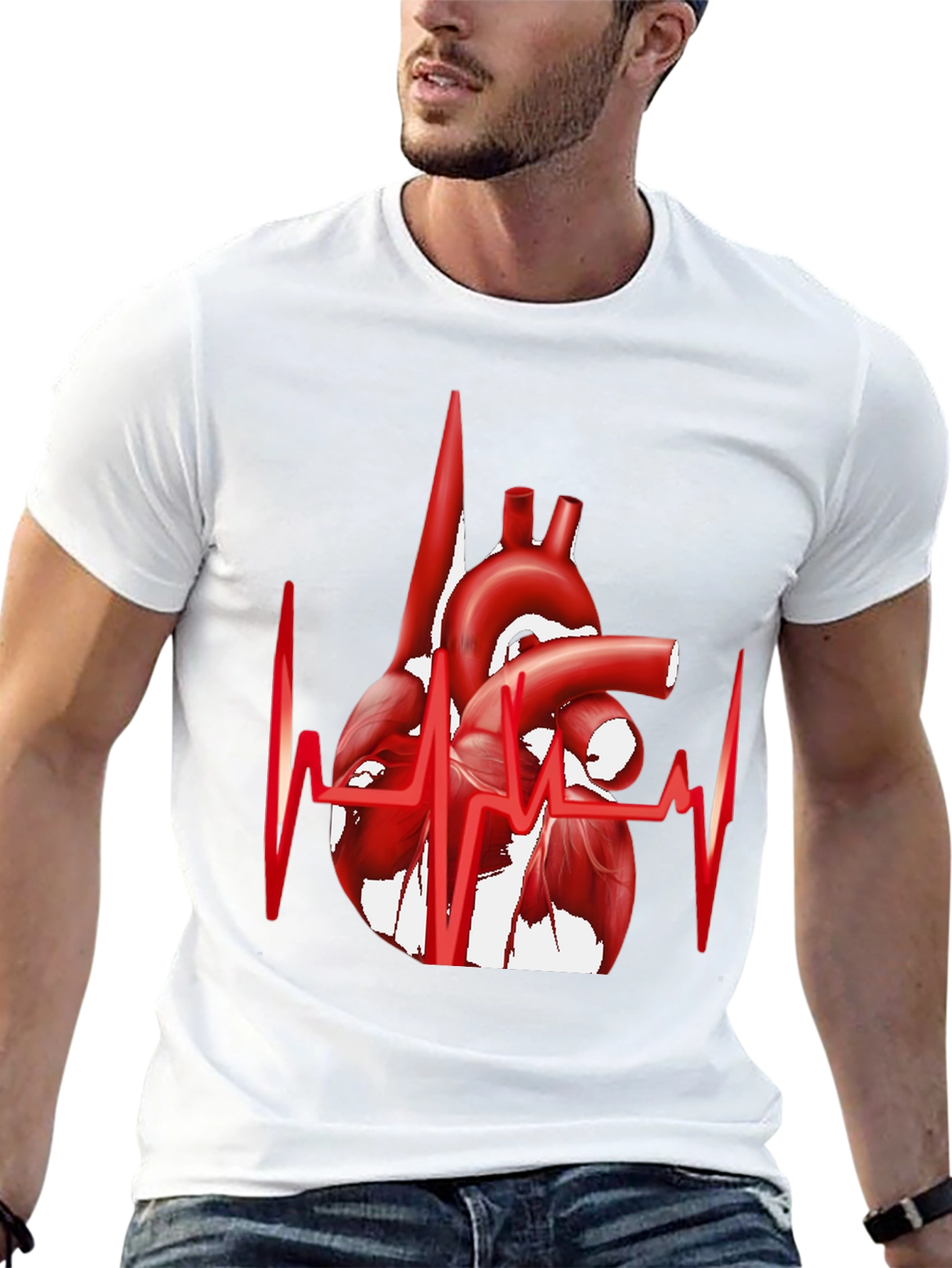 Black Anatomical Heartbeat Graphic Tee - Stylish Medical Apparel view 13