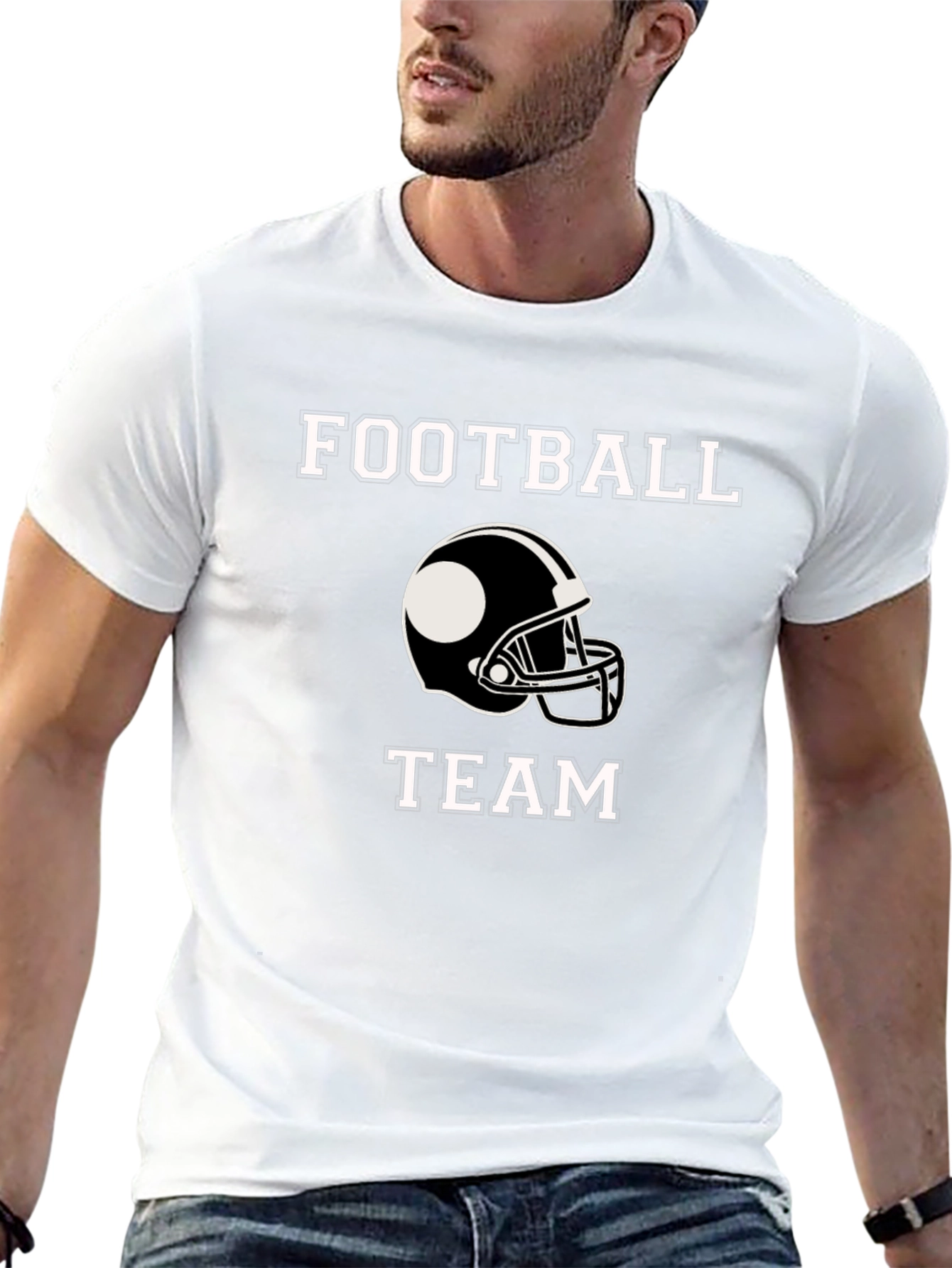 Black Football Team Graphic Tee - Black Cotton T-Shirt view 13
