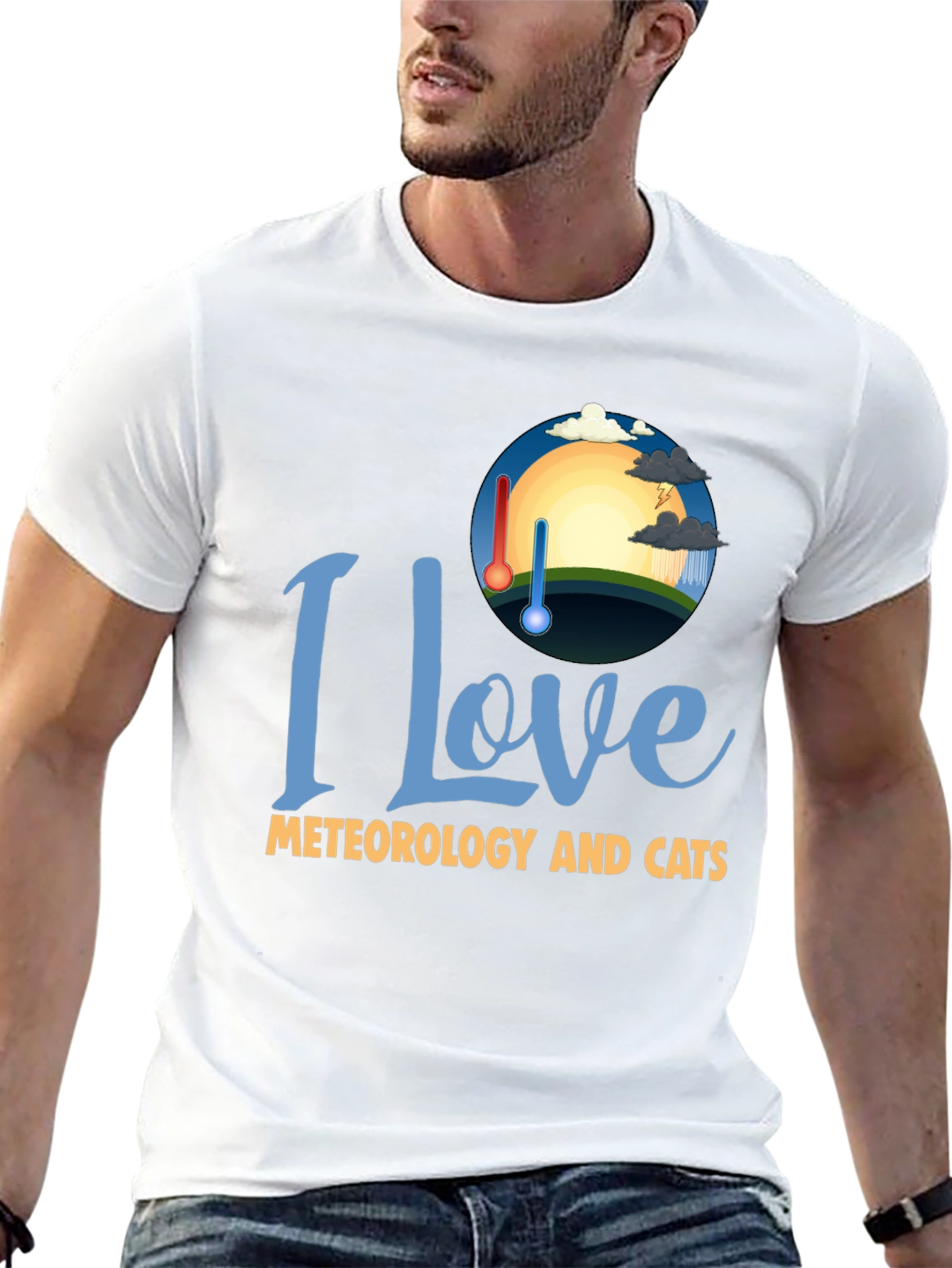 Black I Love Meteorology and Cats T-Shirt view 13