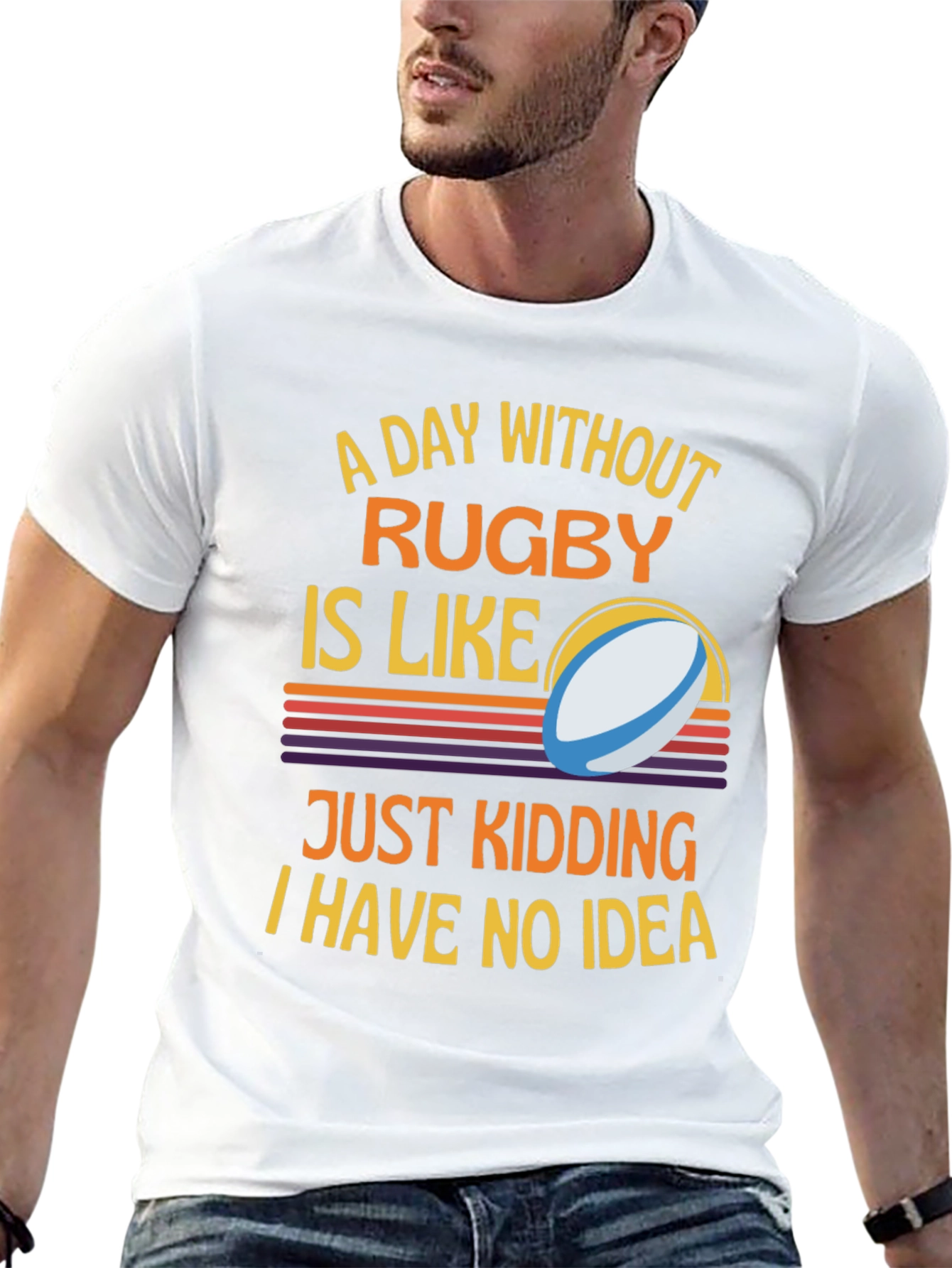 Black Rugby Humor T-Shirt: A Day Without Rugby view 13