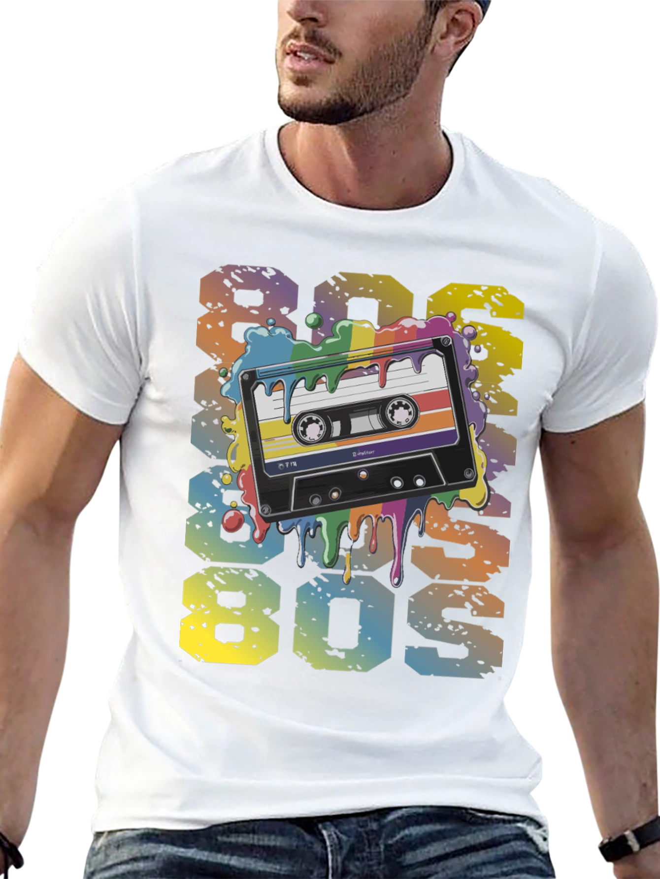 Black Retro 80s Cassette Tape Graphic T-Shirt view 13