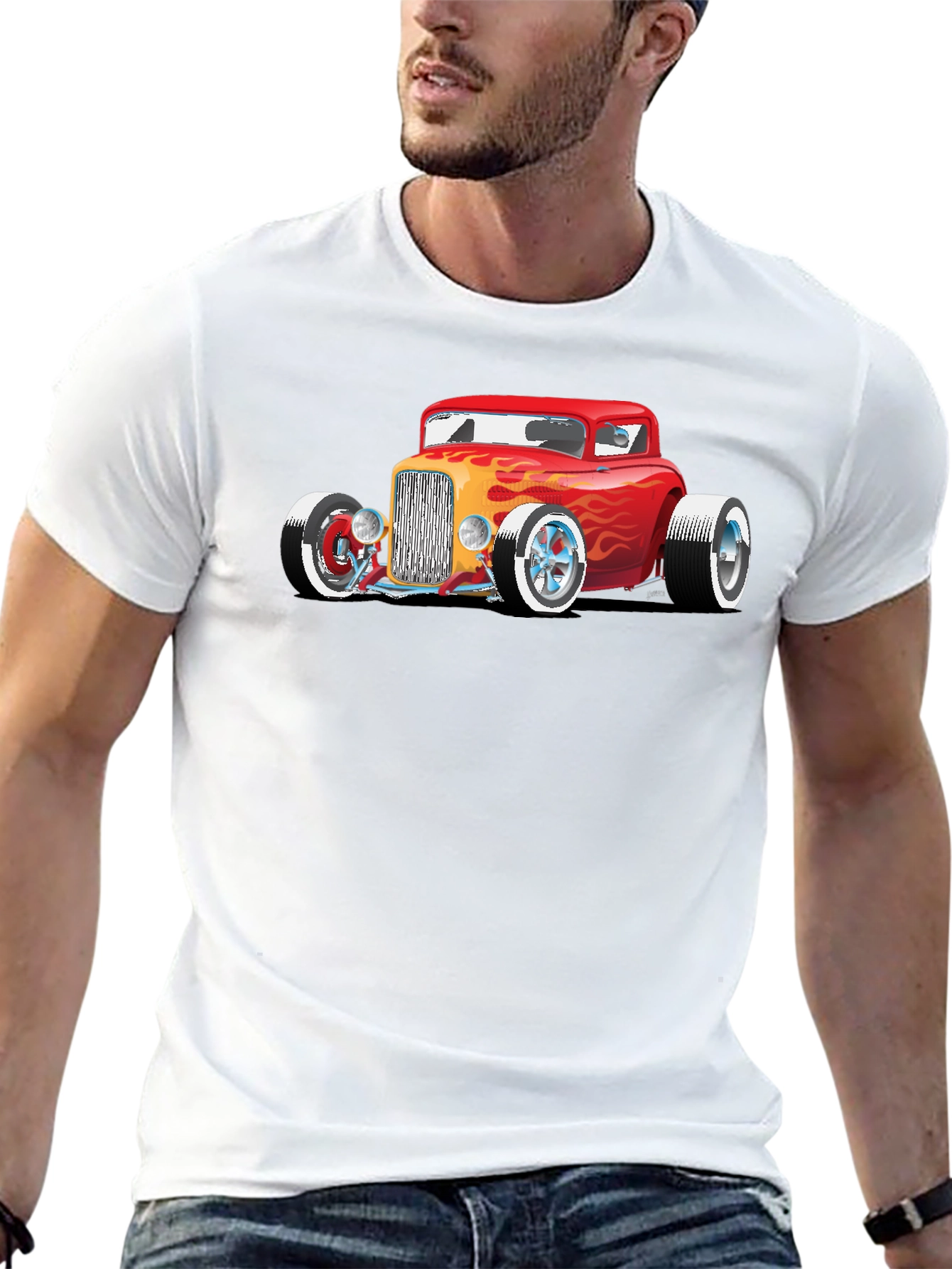 Black Hot Rod Car Graphic Tee - Classic Automotive Style view 13
