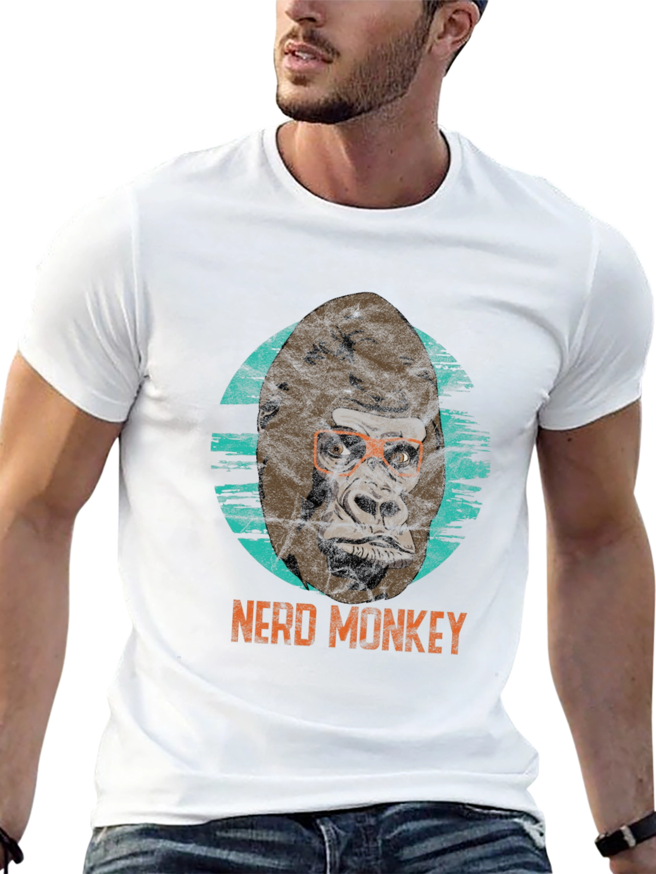 Black Nerd Monkey Graphic Tee - Black T-Shirt view 13
