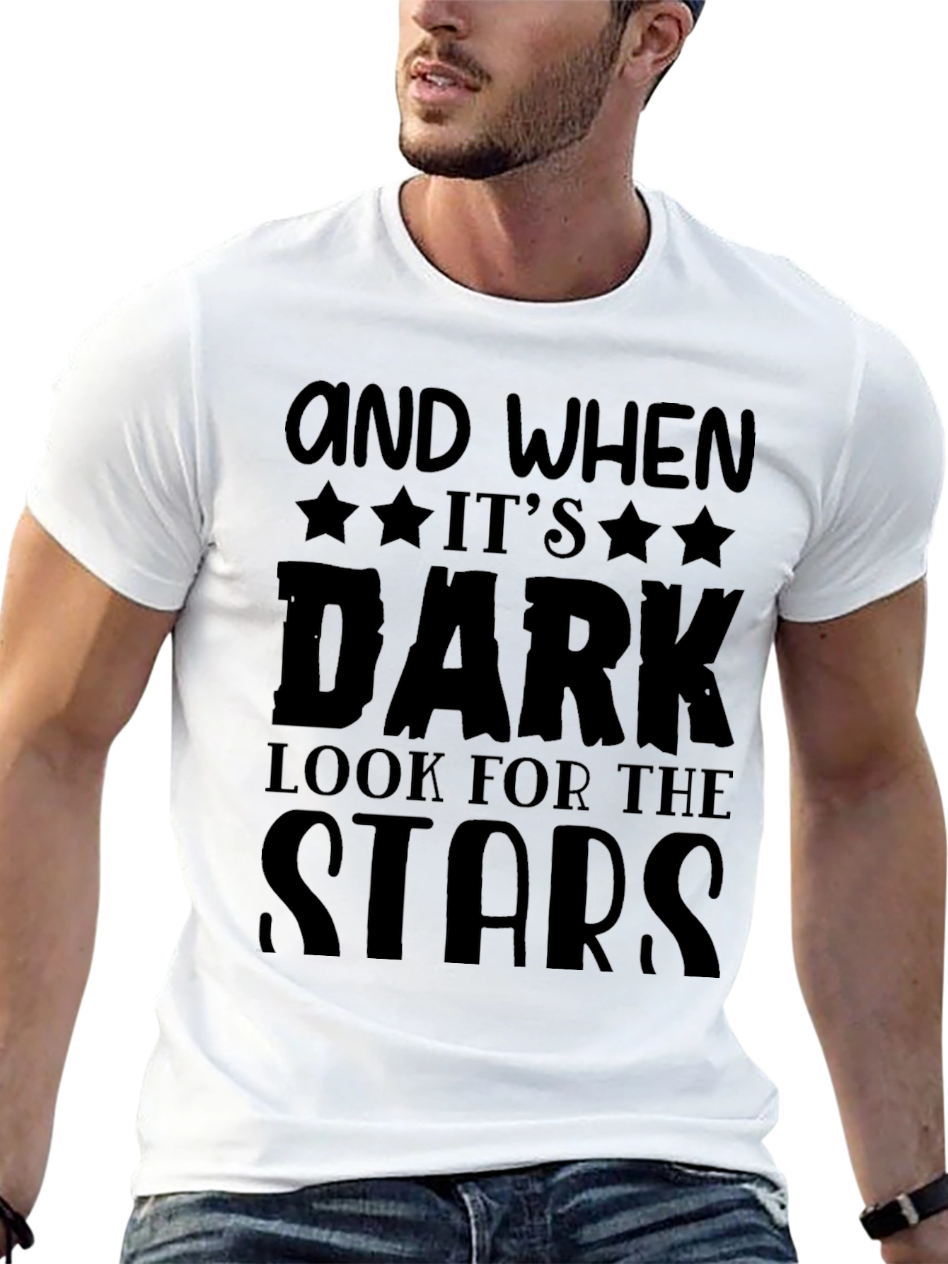 Black Inspirational "Look for the Stars" Black T-Shirt view 13