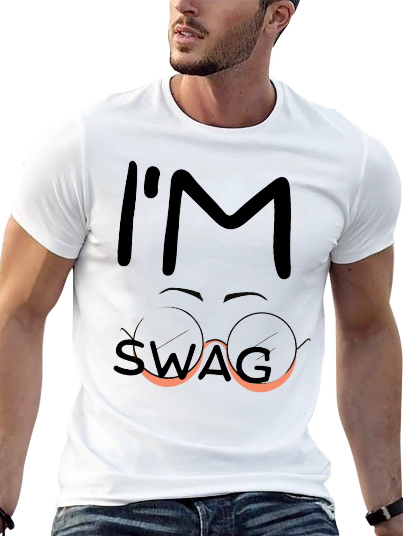Black I'm Swag Funny Graphic Tee - Black view 13