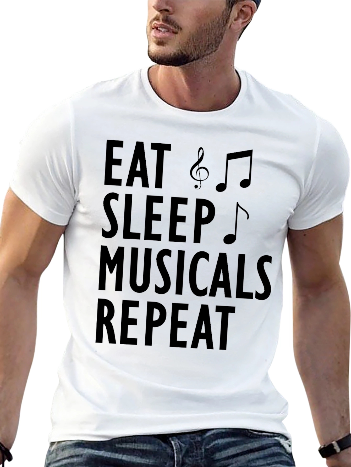 Black Eat Sleep Musicals Repeat - Black T-Shirt view 13