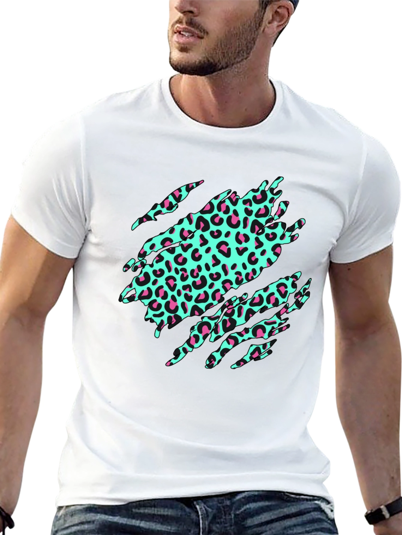 Black Leopard Print Graphic Tee - Funky & Stylish view 13