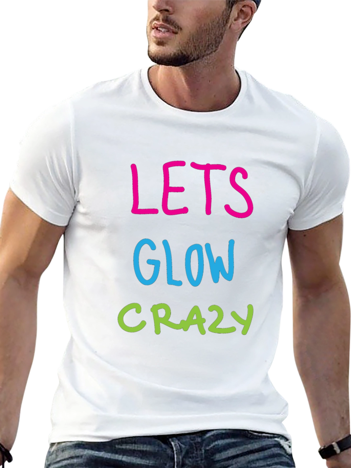 Black Lets Glow Crazy Graphic T-Shirt - Men's Black Tee view 13