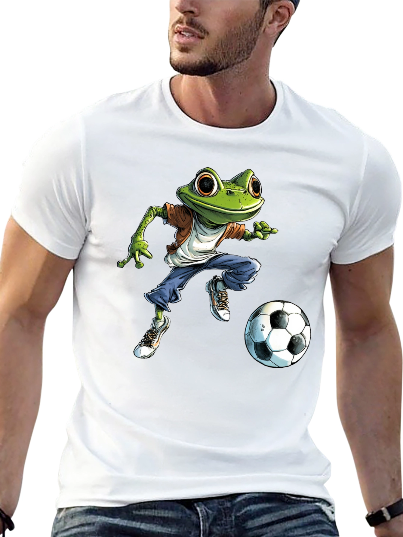 Black Frog Soccer T-Shirt - Cool Cartoon Style view 13
