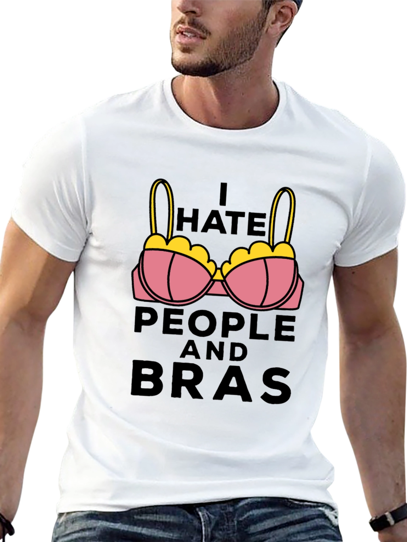 Black I Hate People and Bras Graphic Tee view 13