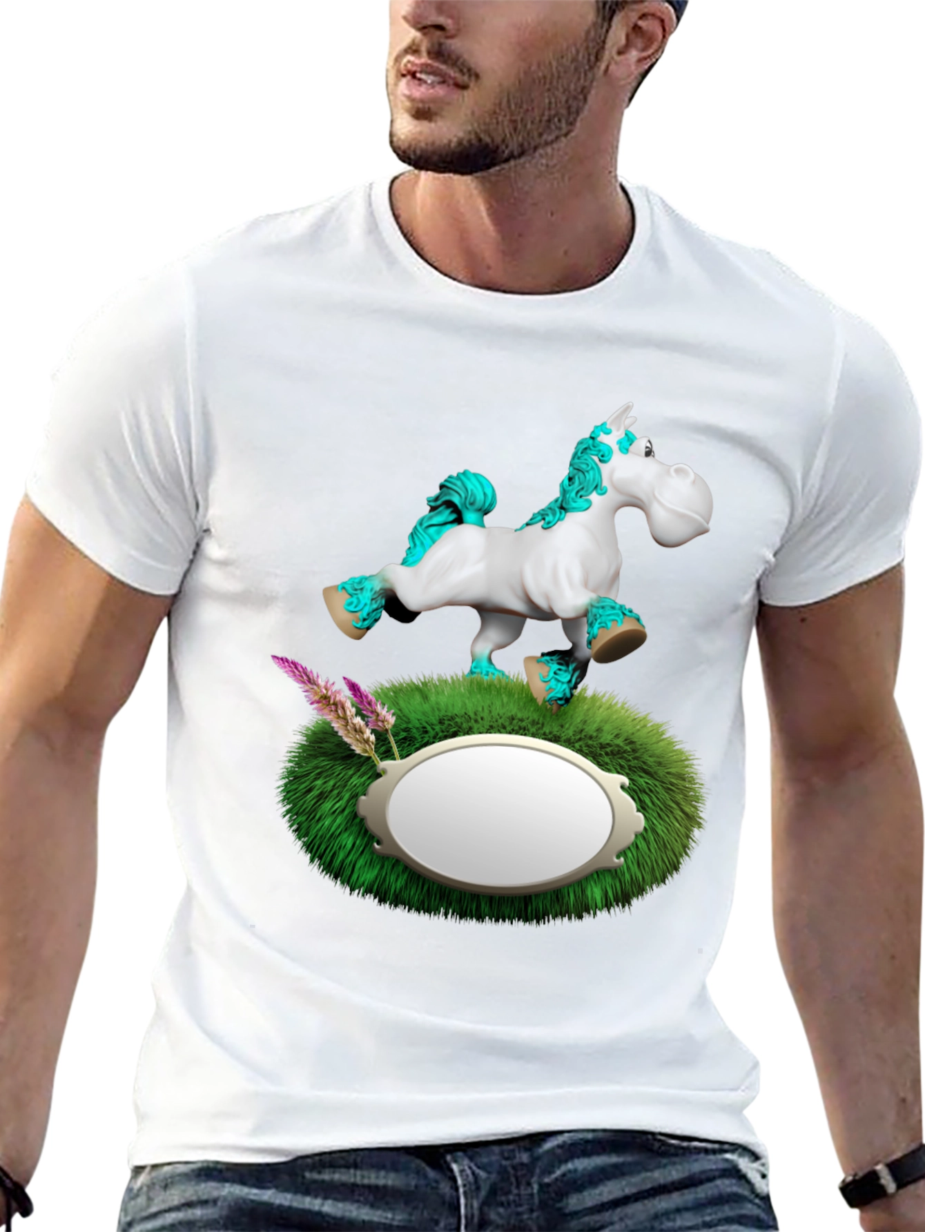 Black Whimsical Horse T-Shirt view 13