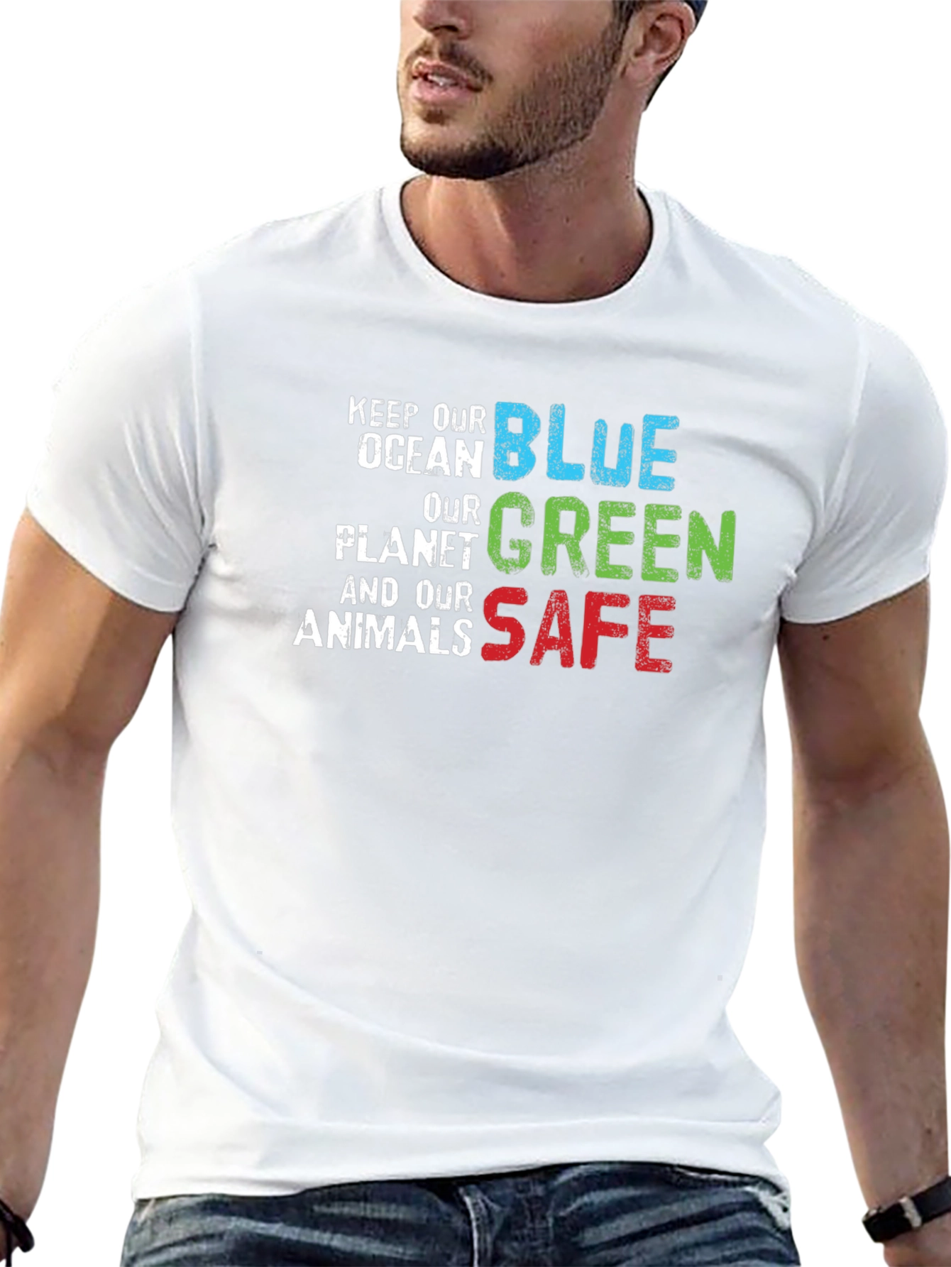 Black Keep Our Planet Safe T-Shirt view 13