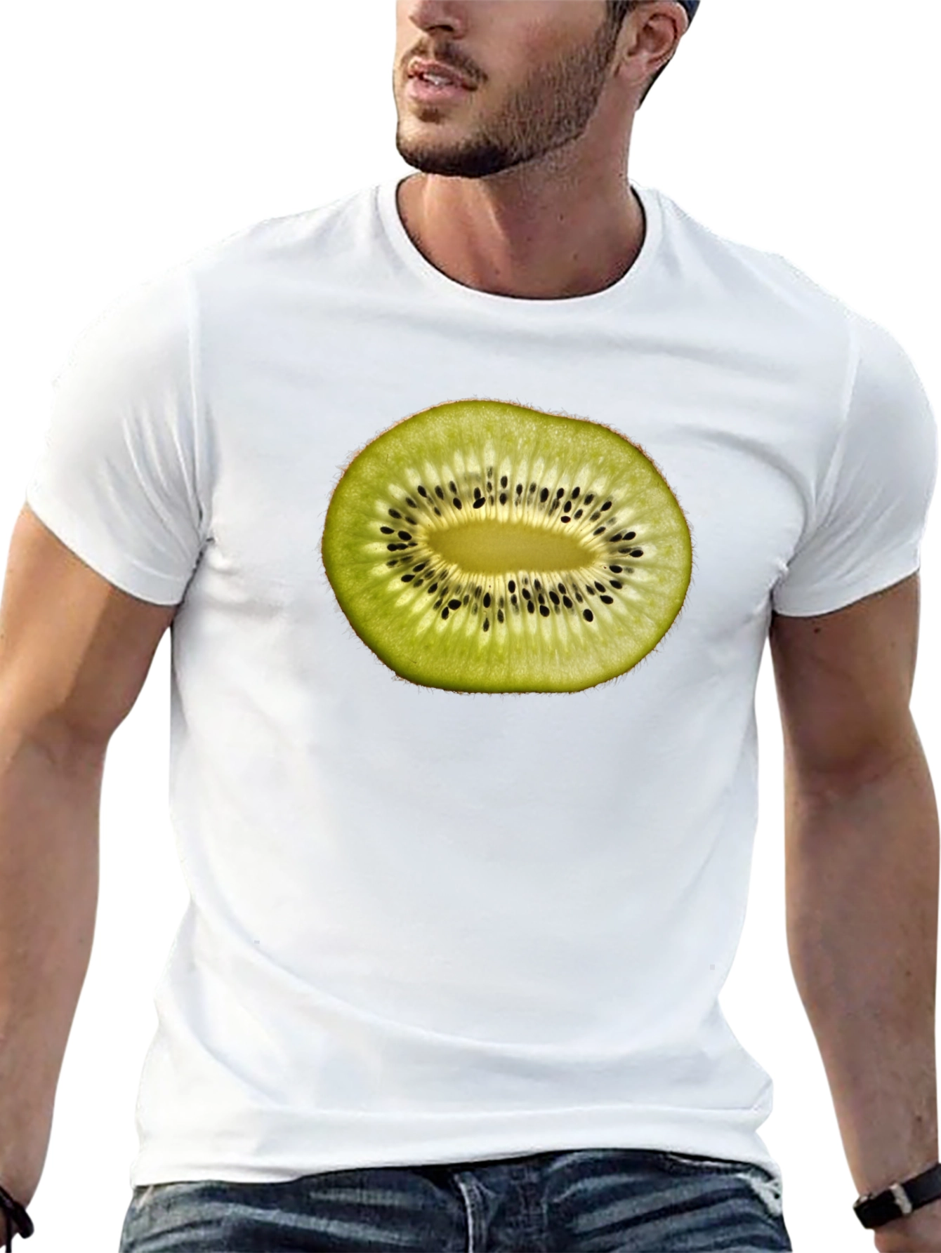 Black Kiwi Fruit Slice Graphic T-Shirt - Black view 13