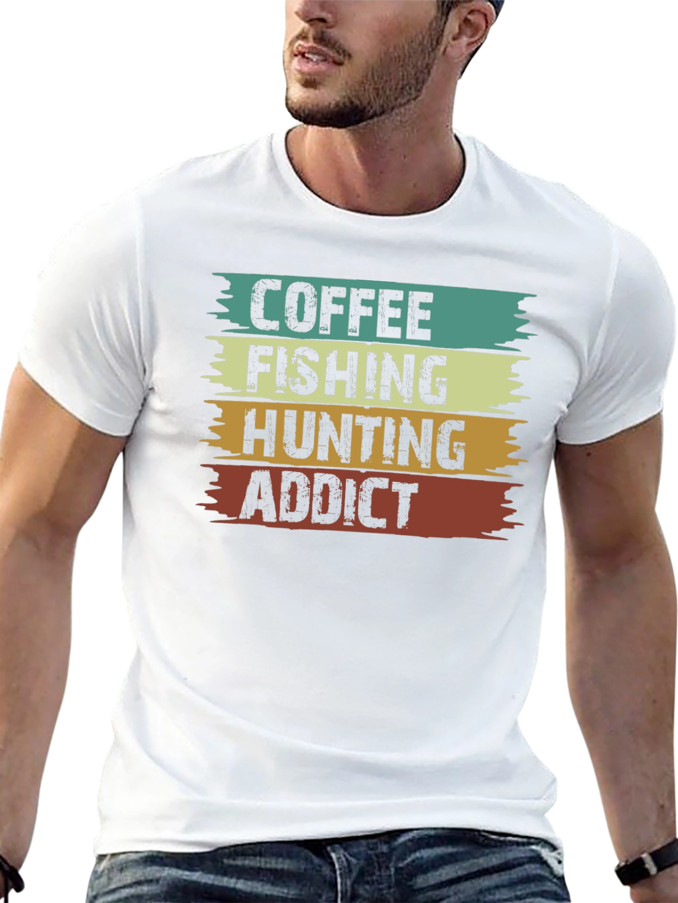 Black Coffee Fishing Hunting Addict Tee view 13