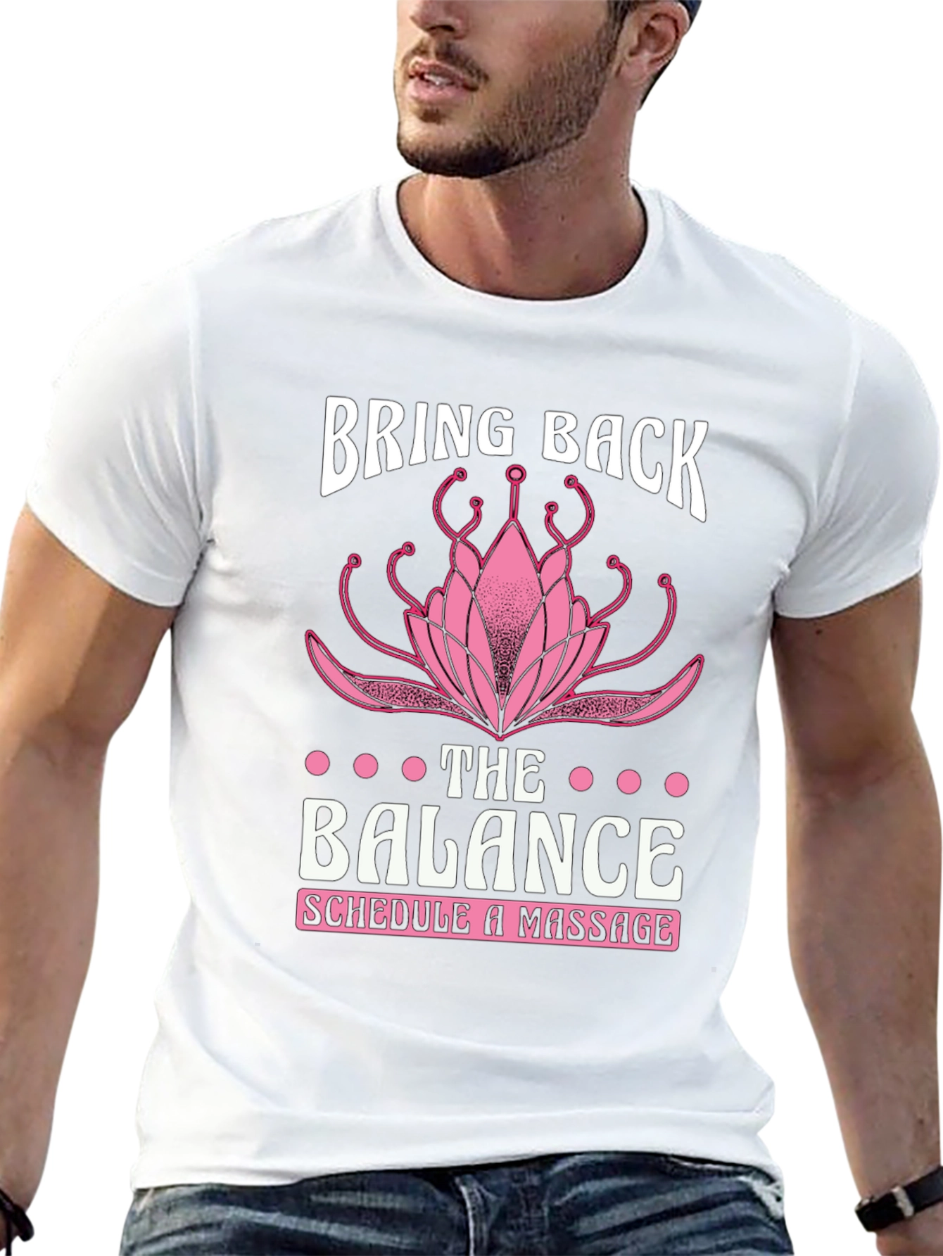 Black Balance Massage T-Shirt - Lotus Design view 13