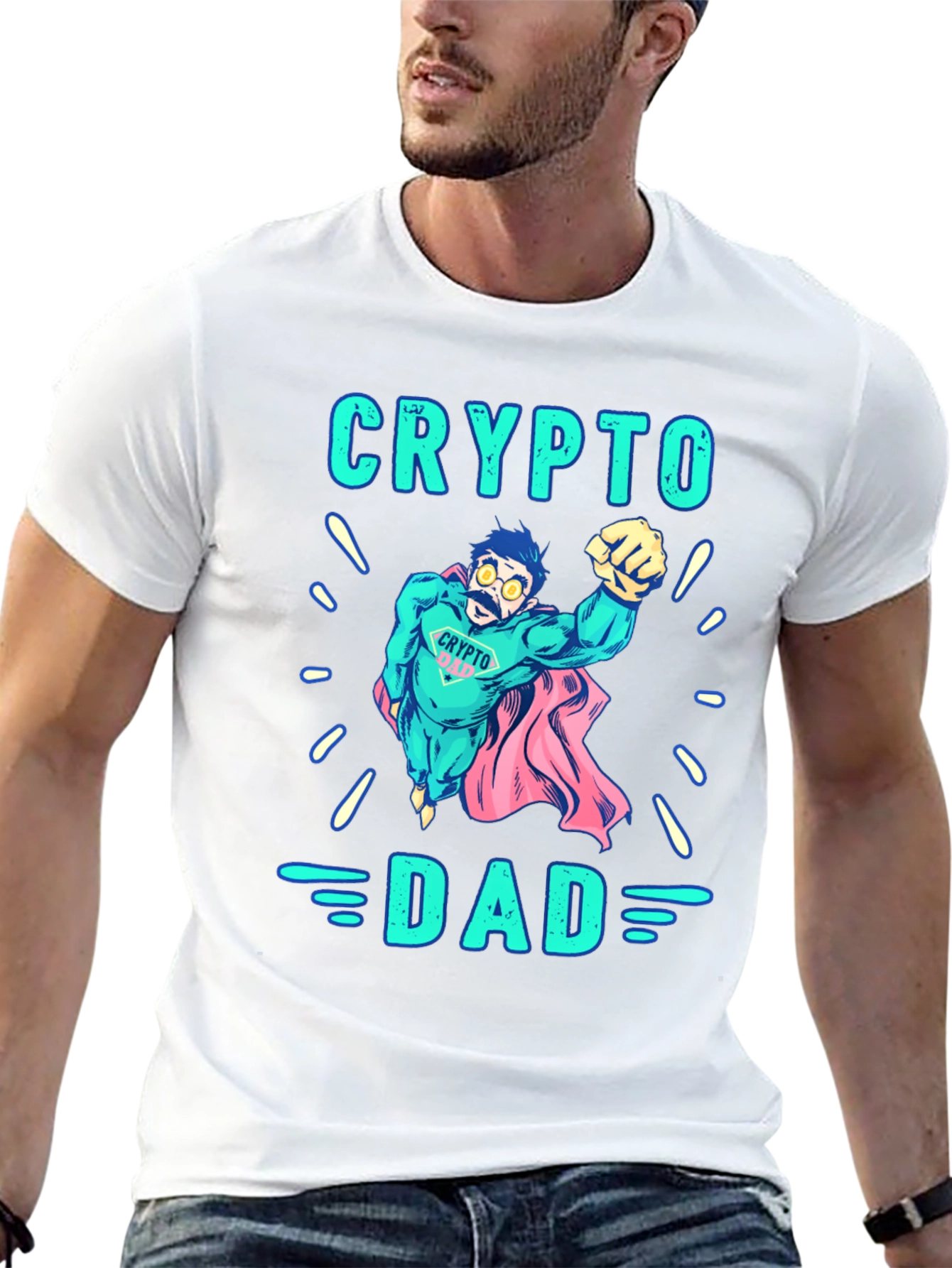 Black Crypto Dad Superhero Black Graphic Tee view 13