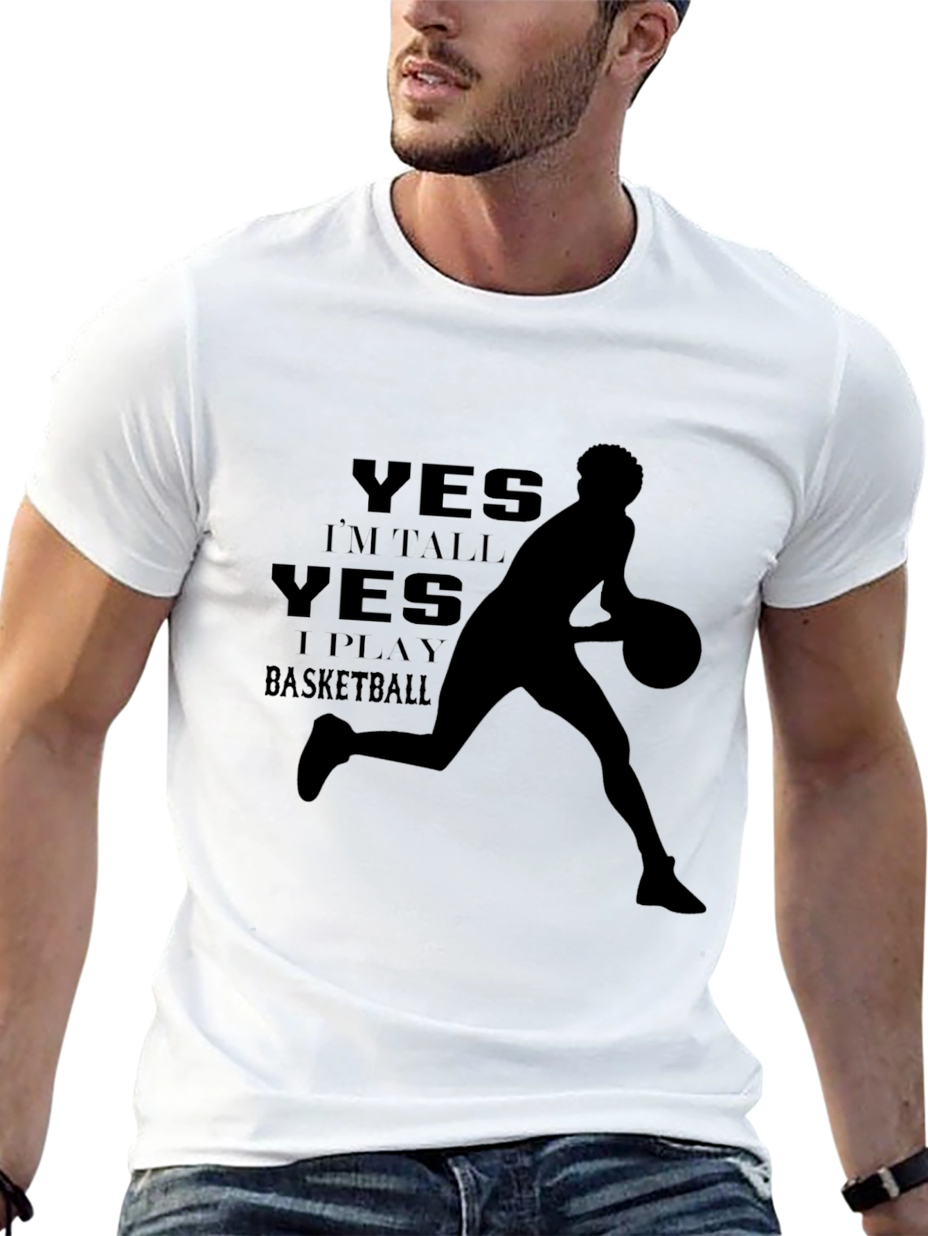 Black Basketball Player T-Shirt - Yes I'm Tall, Yes I Play view 13