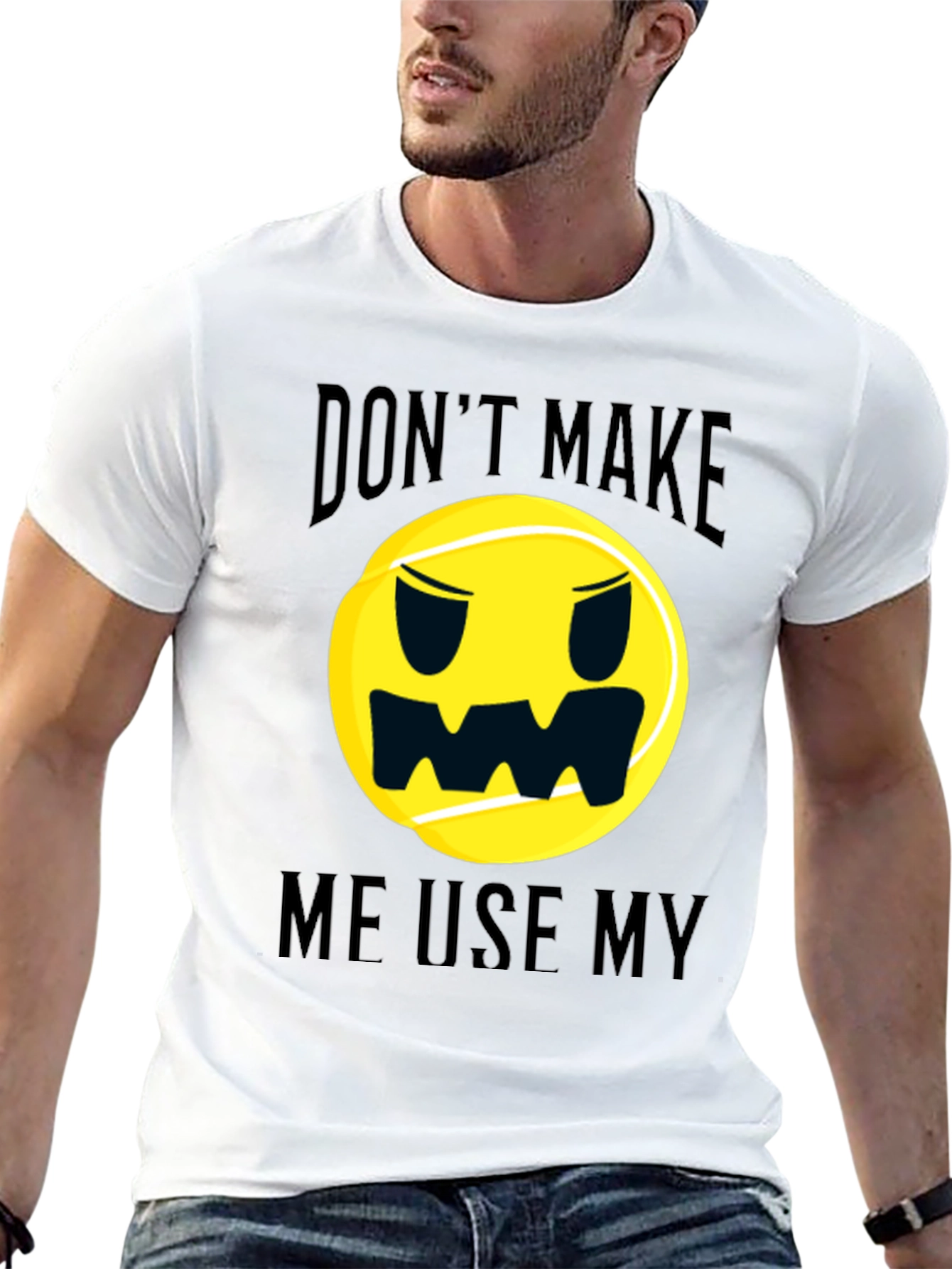 Black Funny Tennis Ball Graphic T-Shirt - Don't Make Me Use My... view 13
