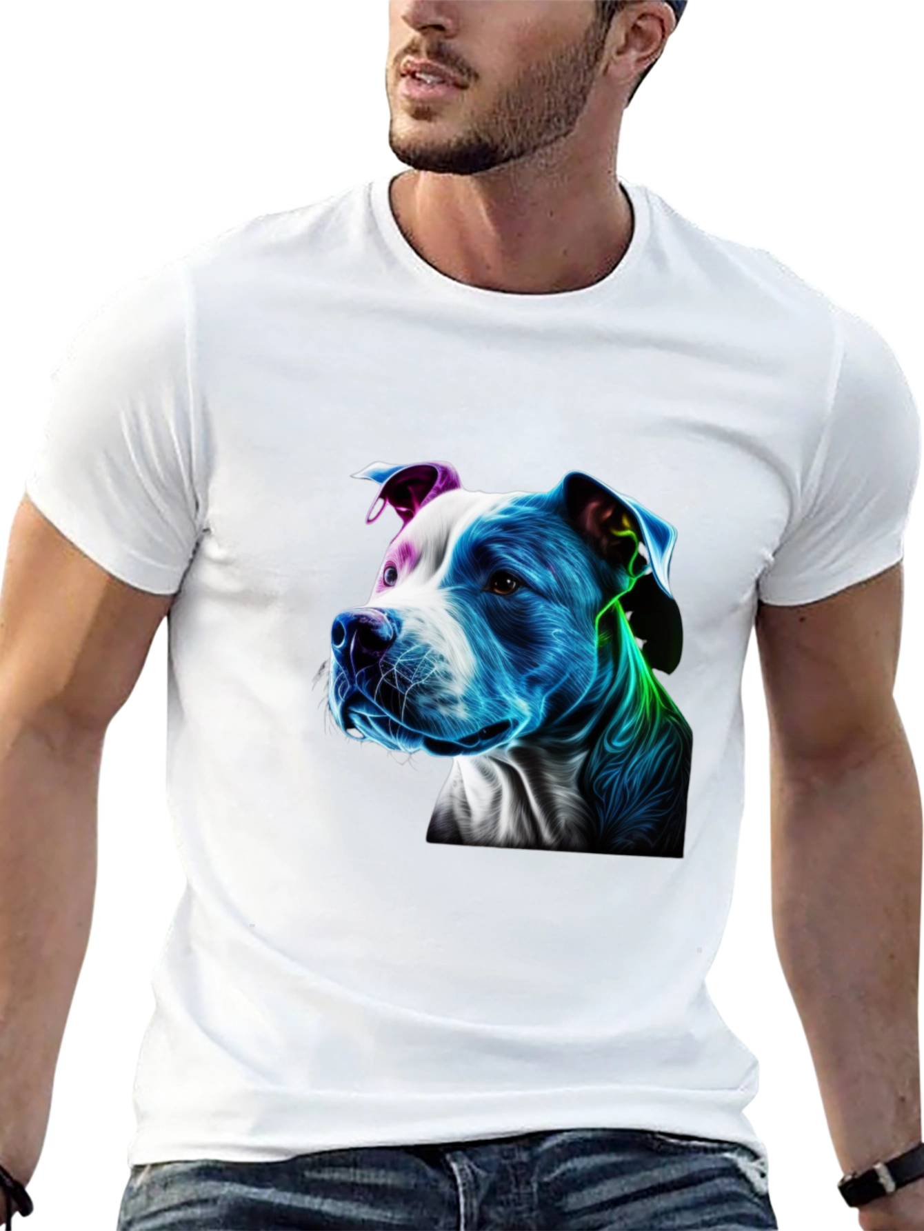 Black Vibrant Pitbull Graphic Black T-Shirt view 13