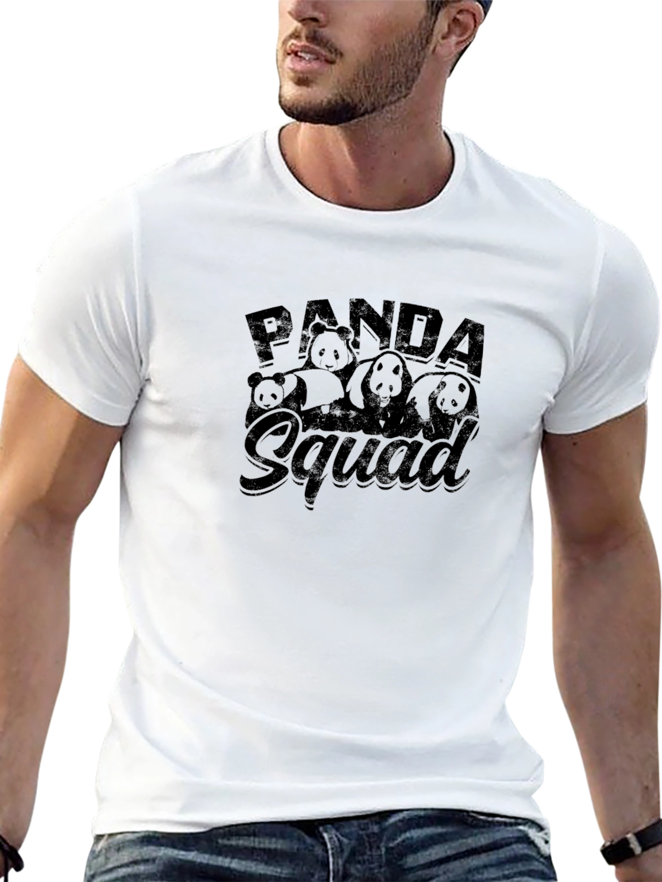 Black Panda Squad Graphic Tee - Black Crew Neck T-Shirt view 13