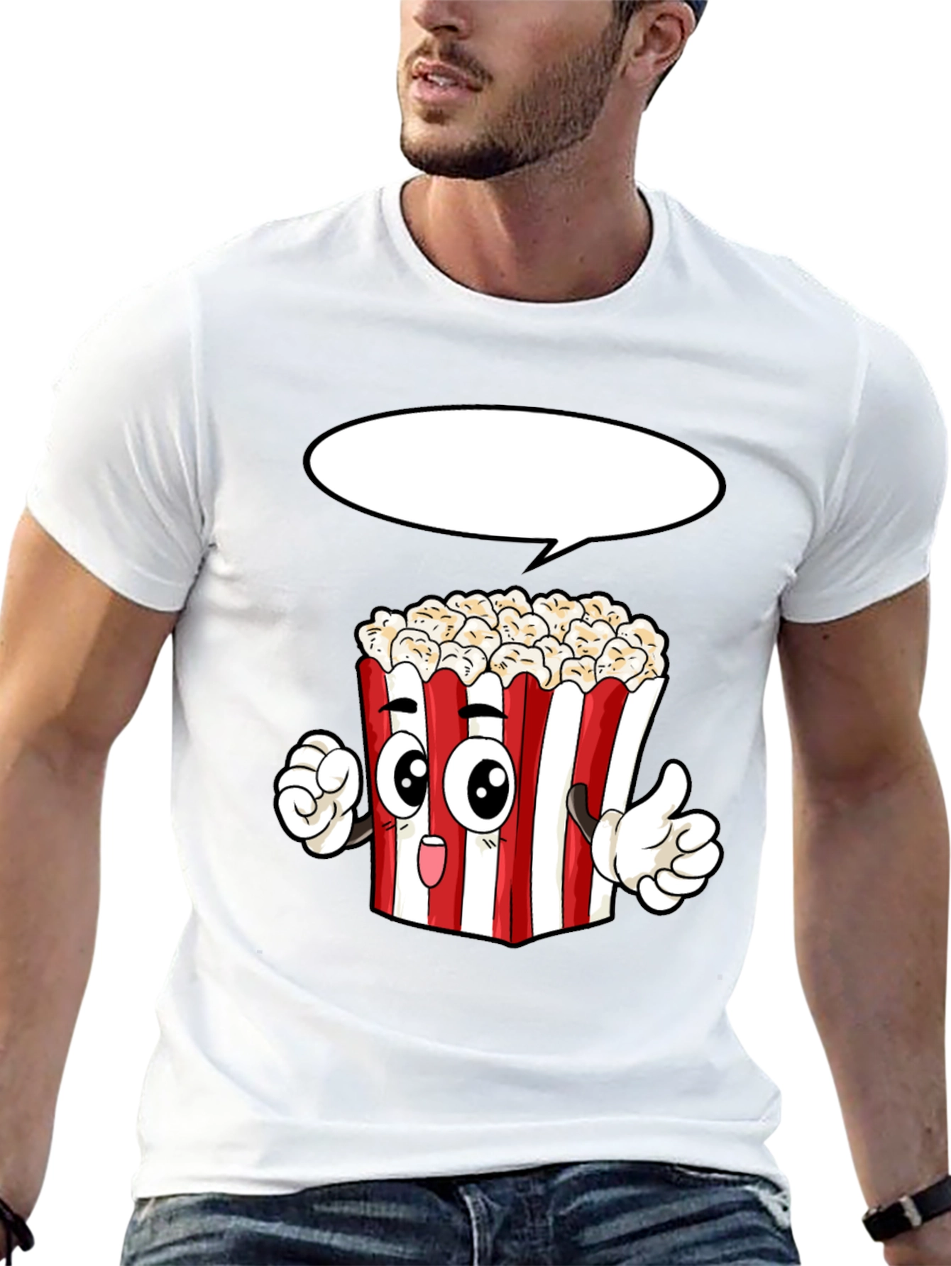 Black Popcorn Cartoon Graphic Novelty T-Shirt view 13