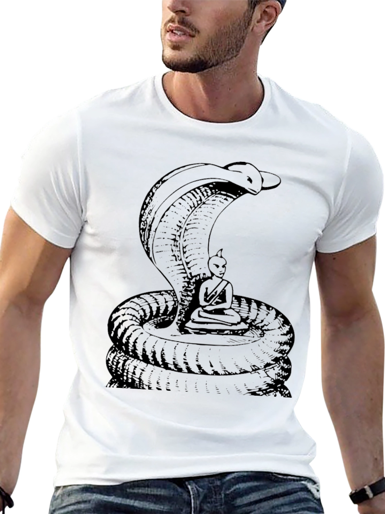 Black Cobra & Buddha Graphic Tee - Cool Black Shirt view 13