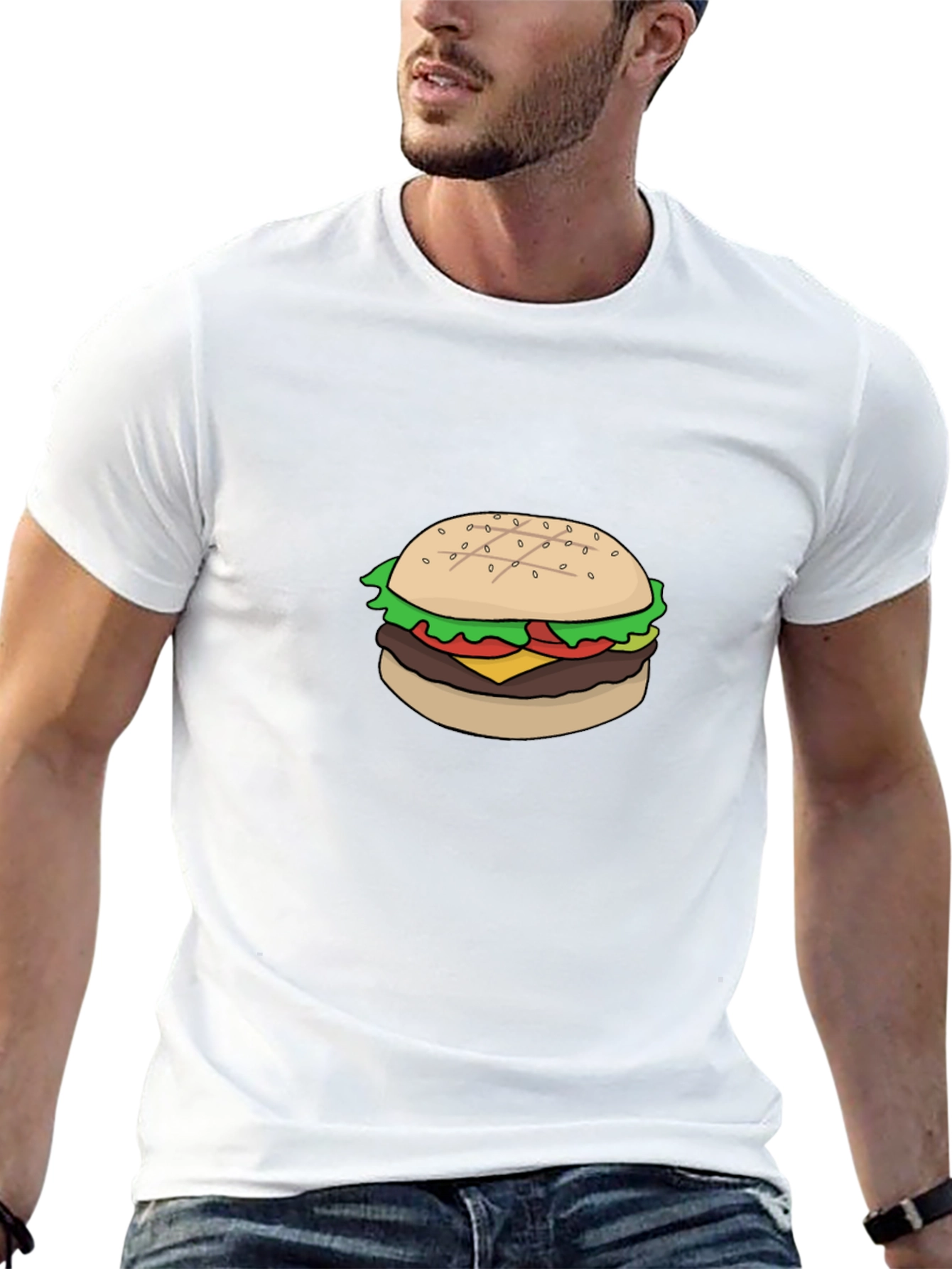 Black Burger Graphic Tee - Casual Black T-Shirt view 13