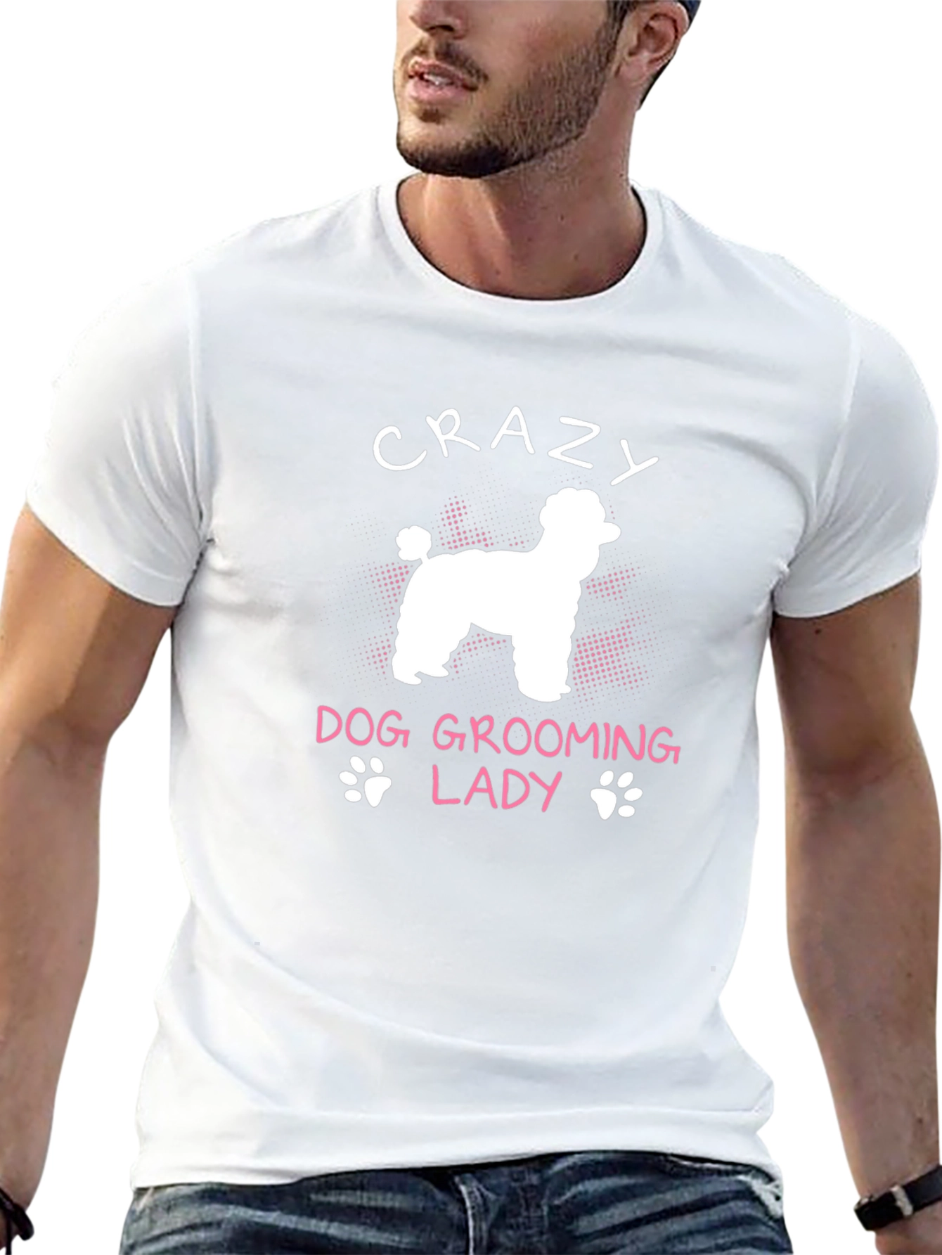Black Crazy Dog Grooming Lady Graphic Tee view 13