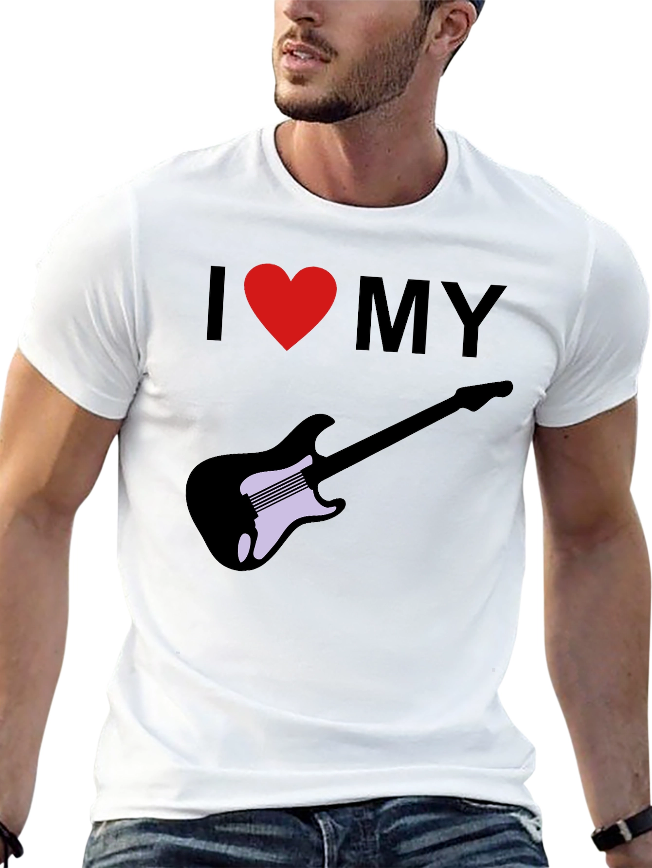 Black I Love My Guitar Graphic Tee view 13