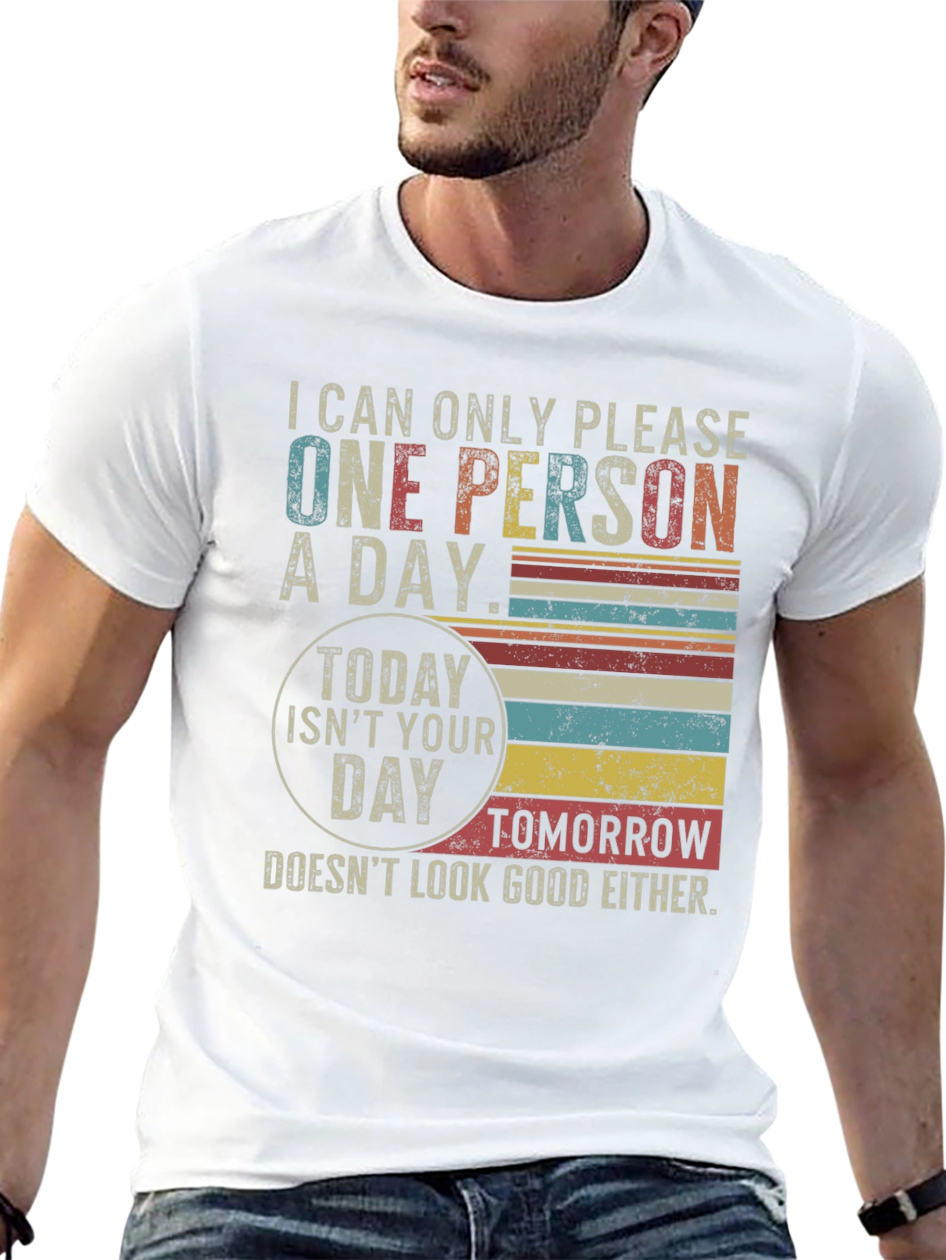 Black Funny "One Person A Day" Graphic T-Shirt view 13