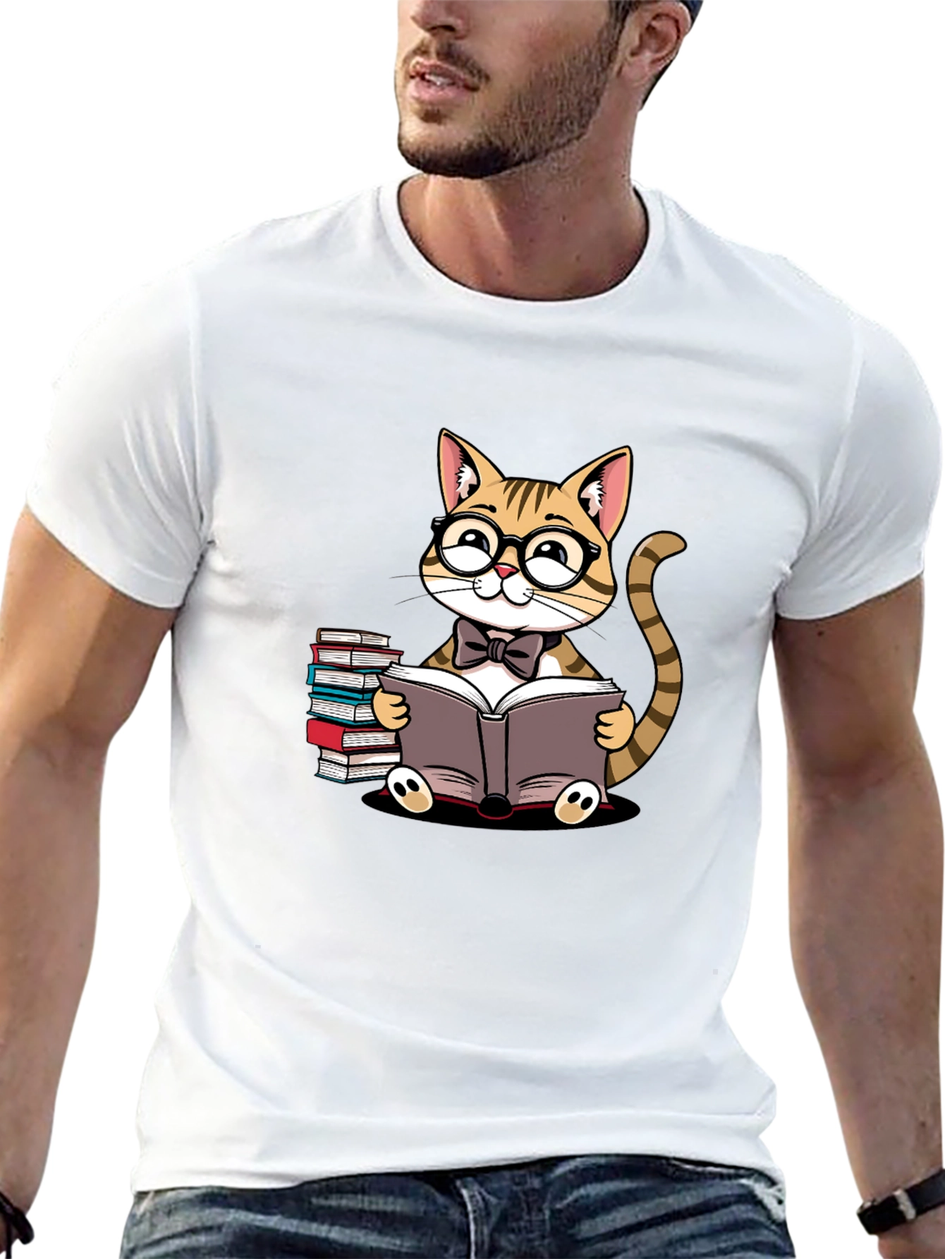 Black Cat Lover T-Shirt - Reading Cat Tee view 13