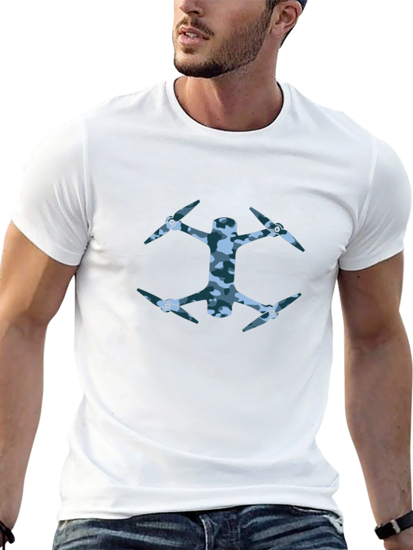 Camo Drone Graphic Black T-Shirt - 13