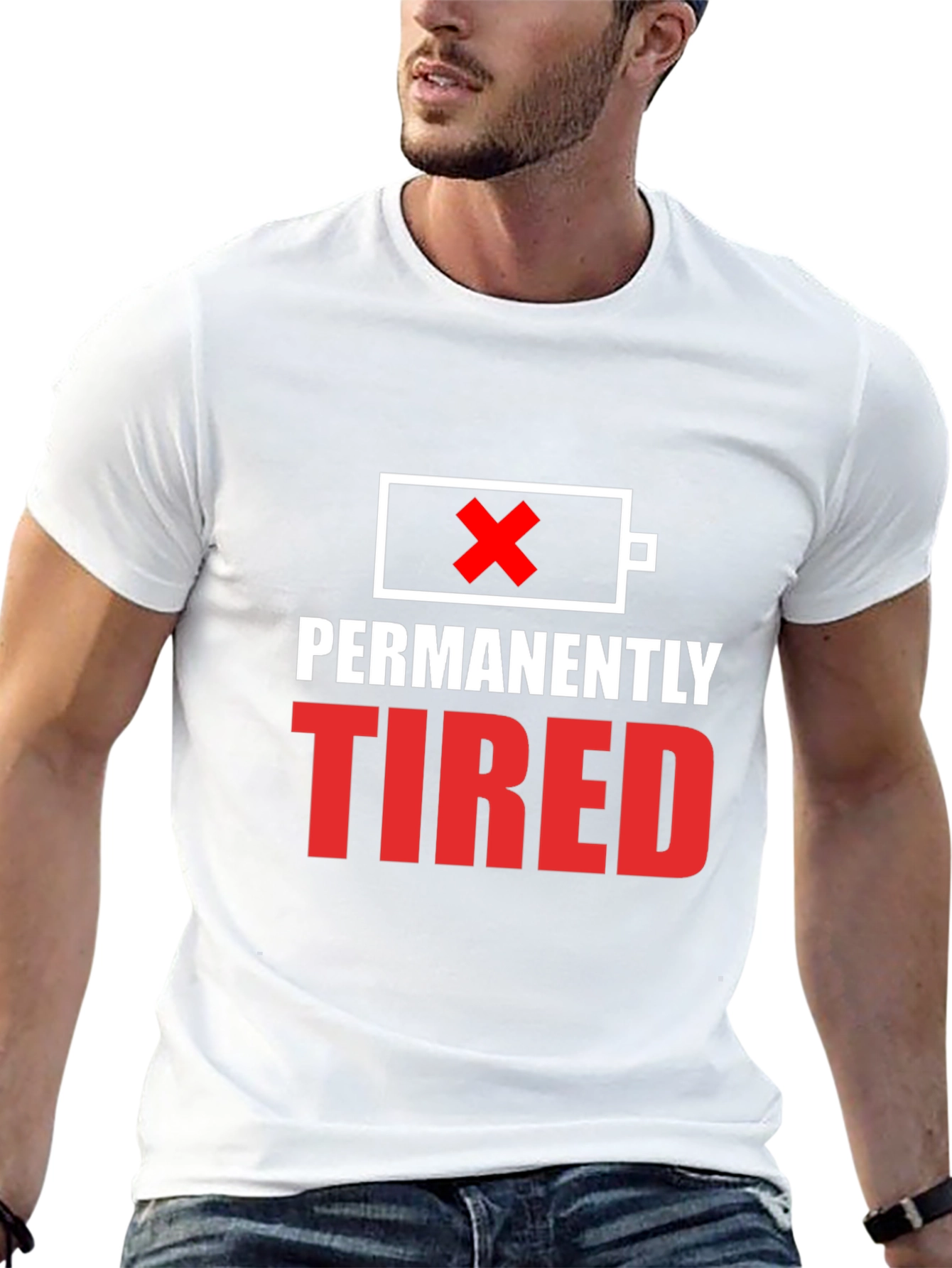 Black Permanently Tired Graphic Tee - Funny Slogan Shirt view 13