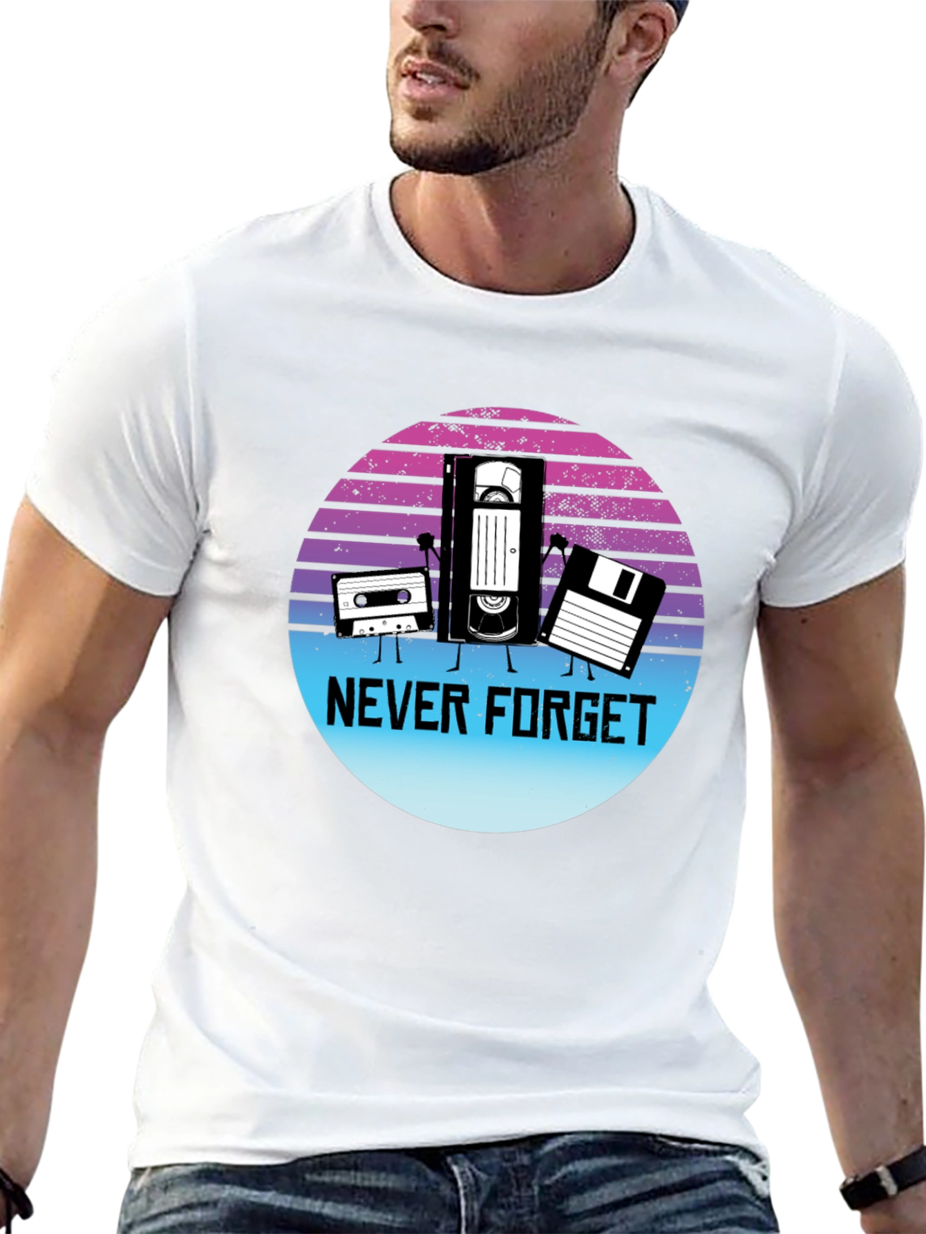 Black Retro "Never Forget" Graphic T-Shirt view 13
