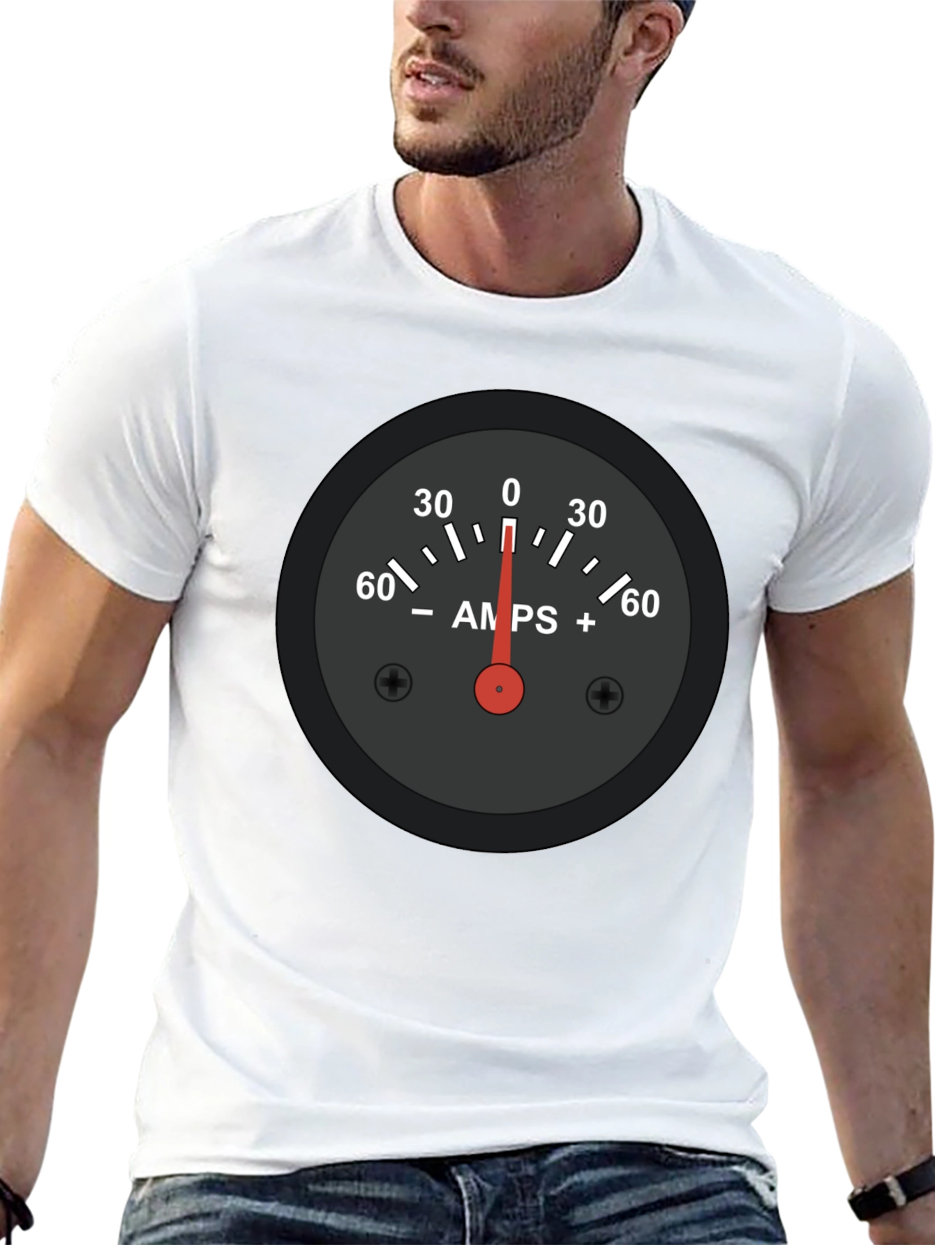 Black Amps Gauge Graphic Tee - Cool Automotive Shirt view 13