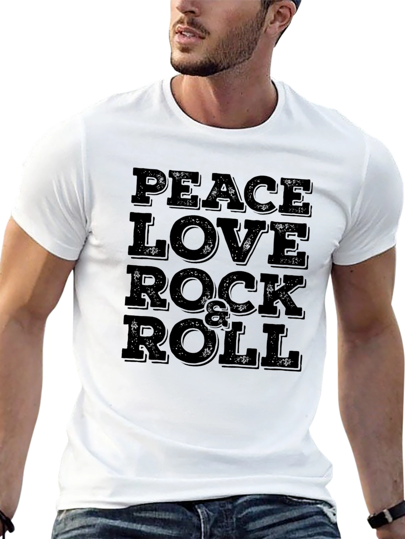 Peace Love Rock & Roll Black Graphic Tee - 13