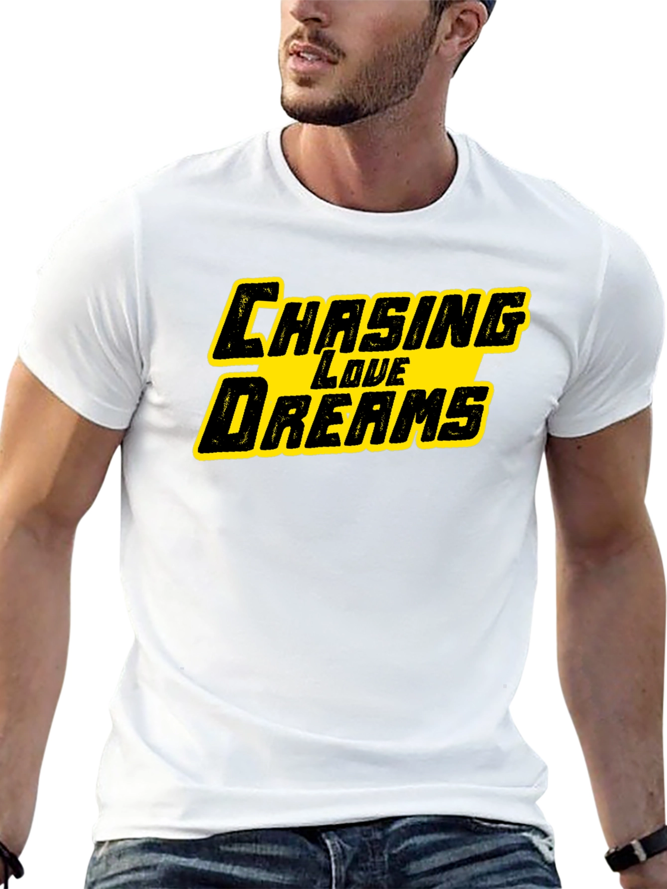 Black Chasing Love Dreams Graphic Black T-Shirt view 13