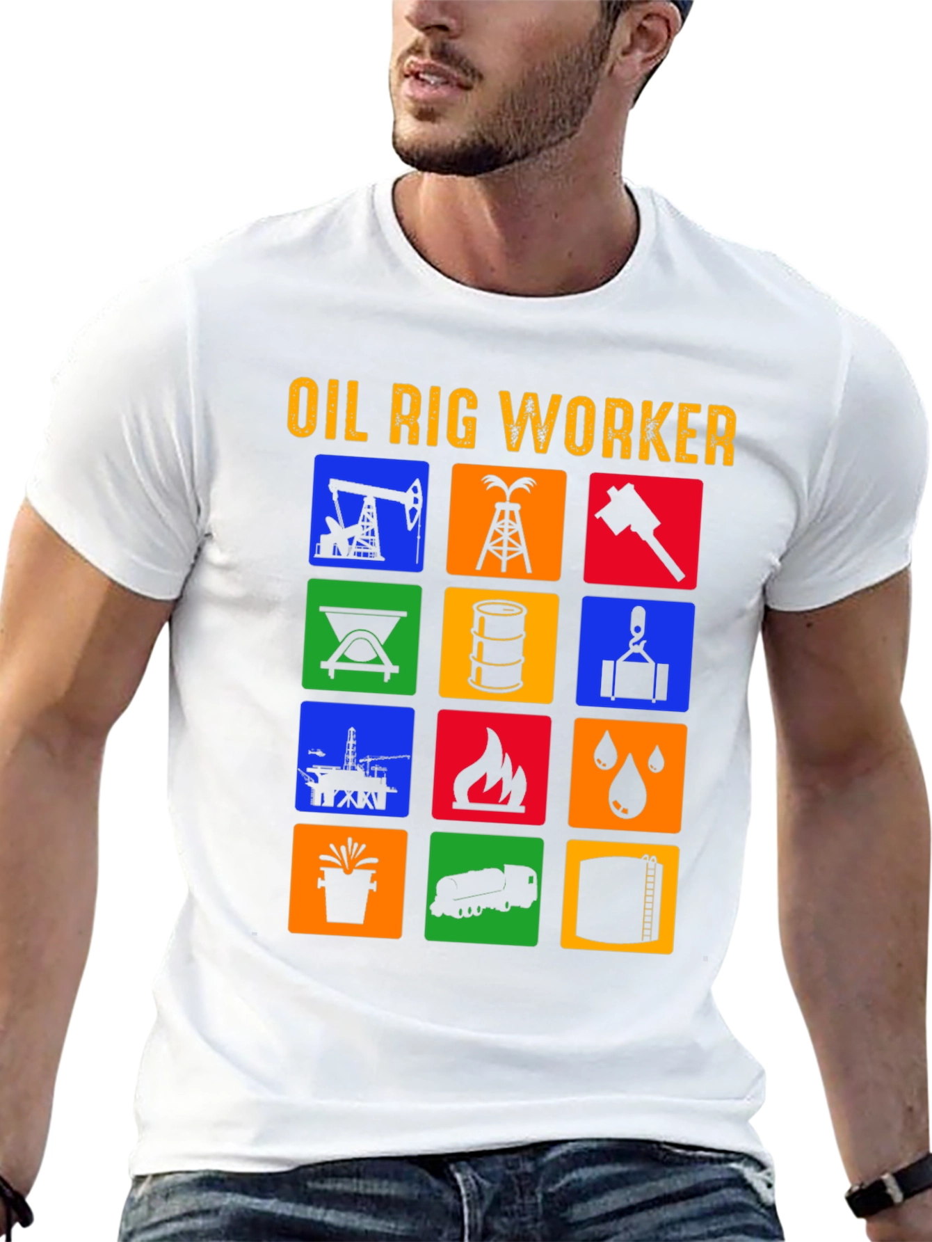 Black Oil Rig Worker Graphic Tee view 13