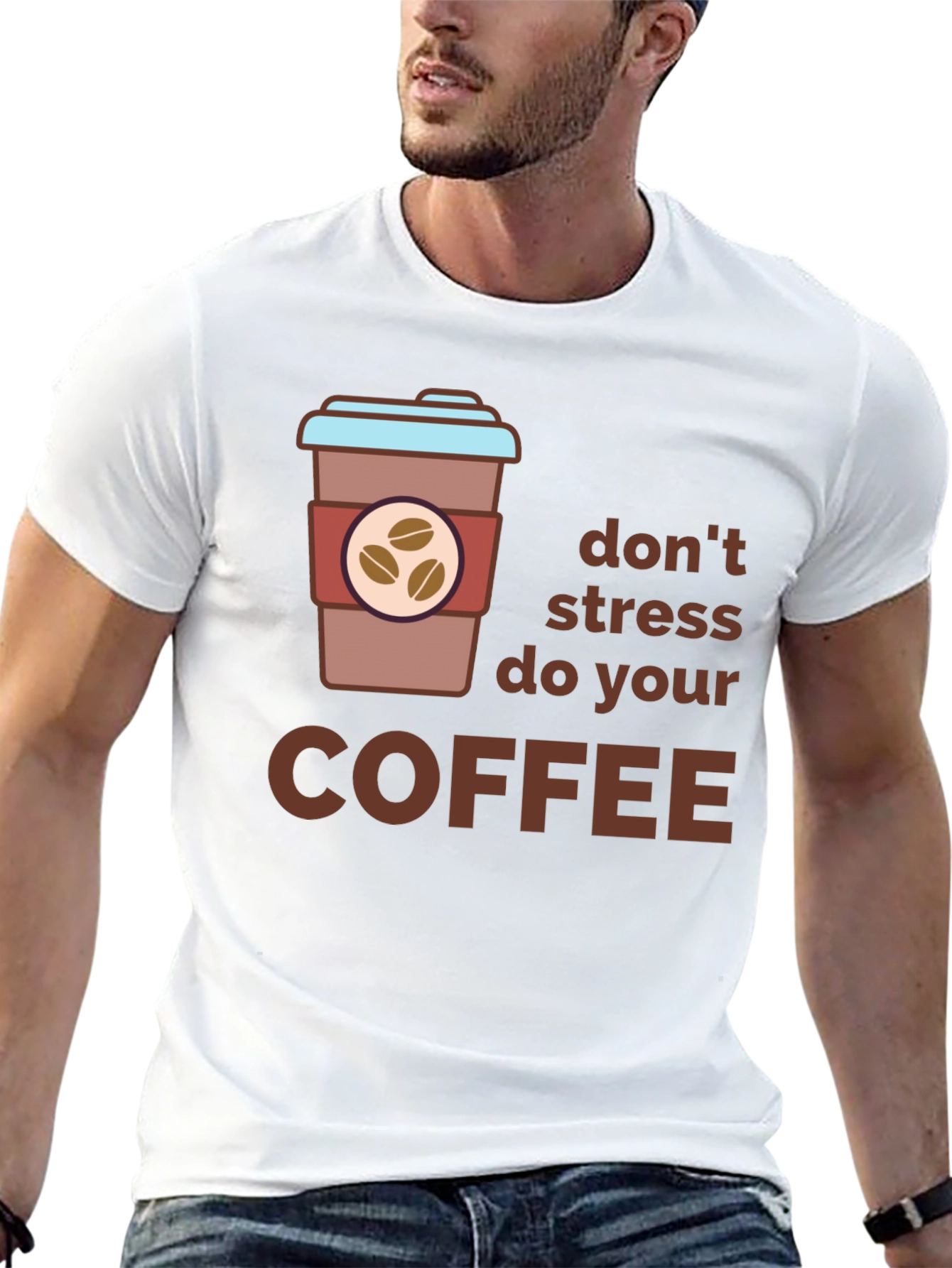 Black Don't Stress Do Coffee Black T-Shirt view 13