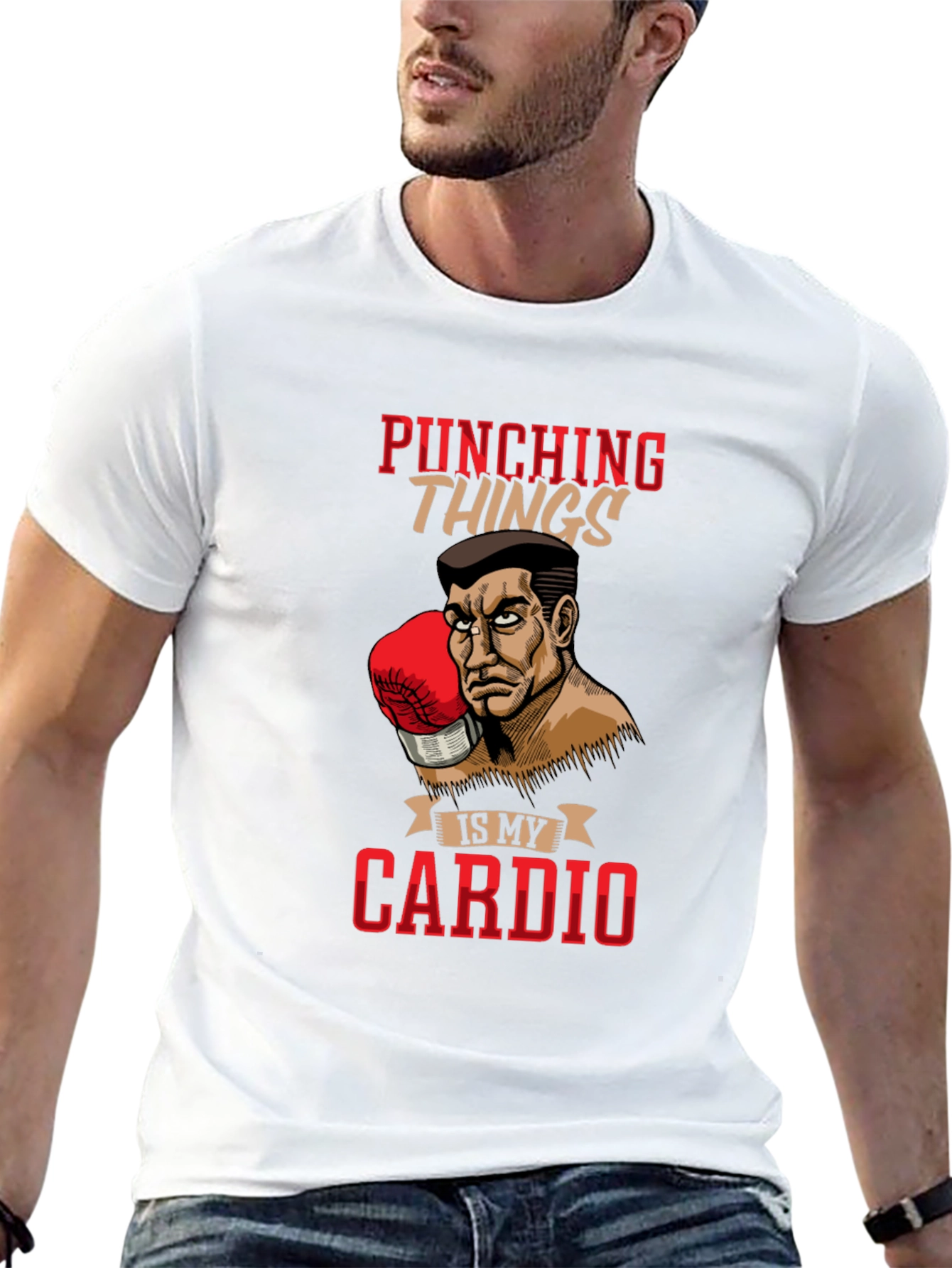 Black Punching Things Is My Cardio T-Shirt view 13