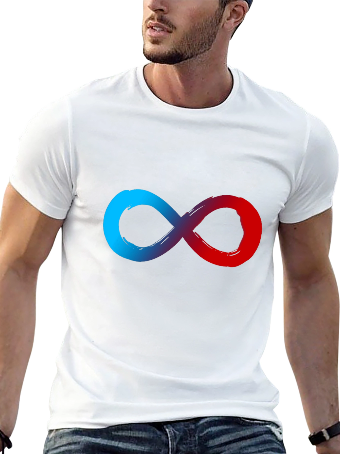 Black Infinity Symbol Graphic Tee - Soft Black Cotton Blend view 13