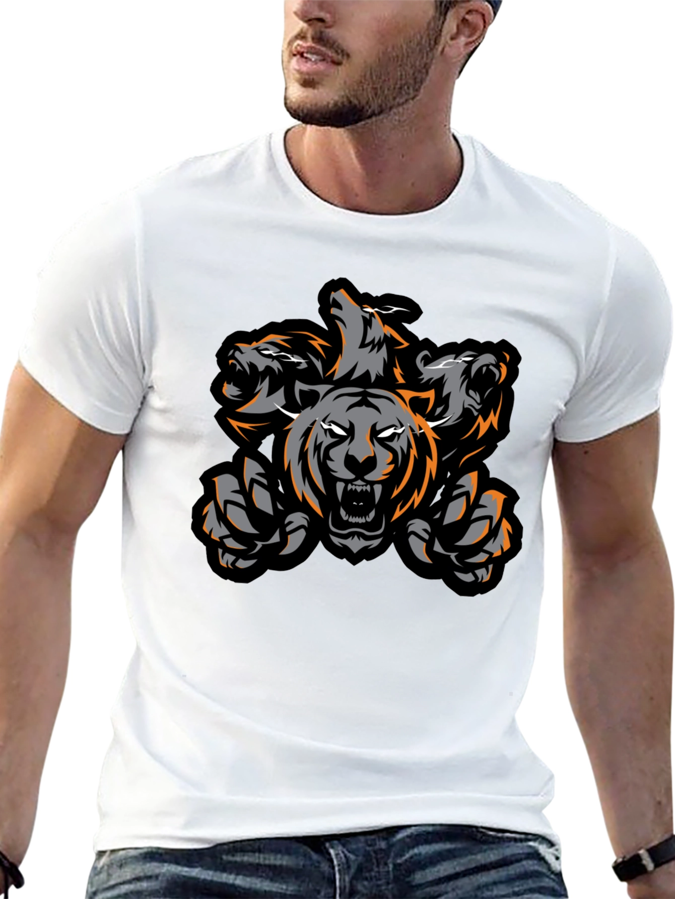 Black Three-Headed Tiger Graphic Tee - Black view 13