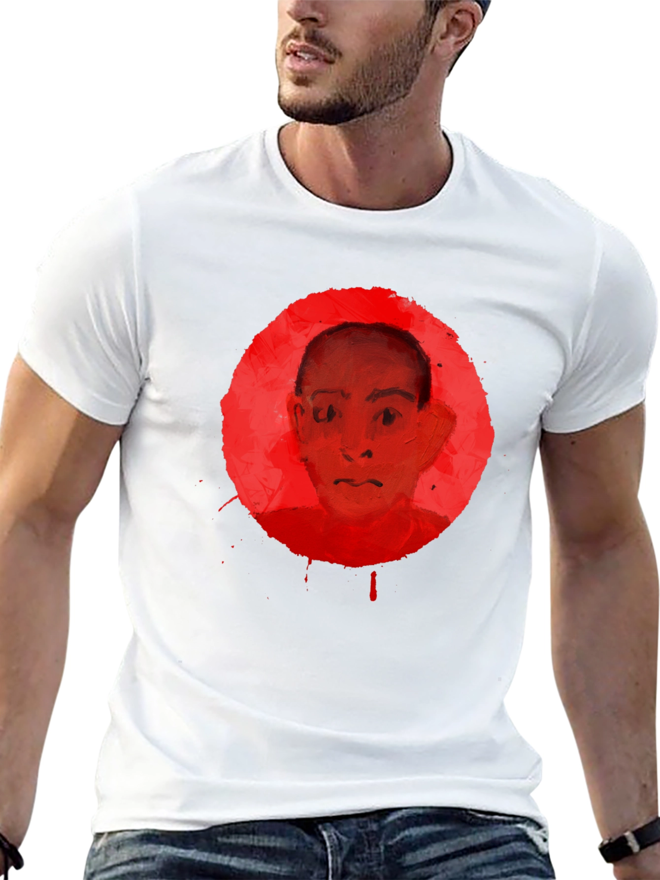 Black Abstract Portrait Graphic Tee - Unisex Black T-Shirt view 13